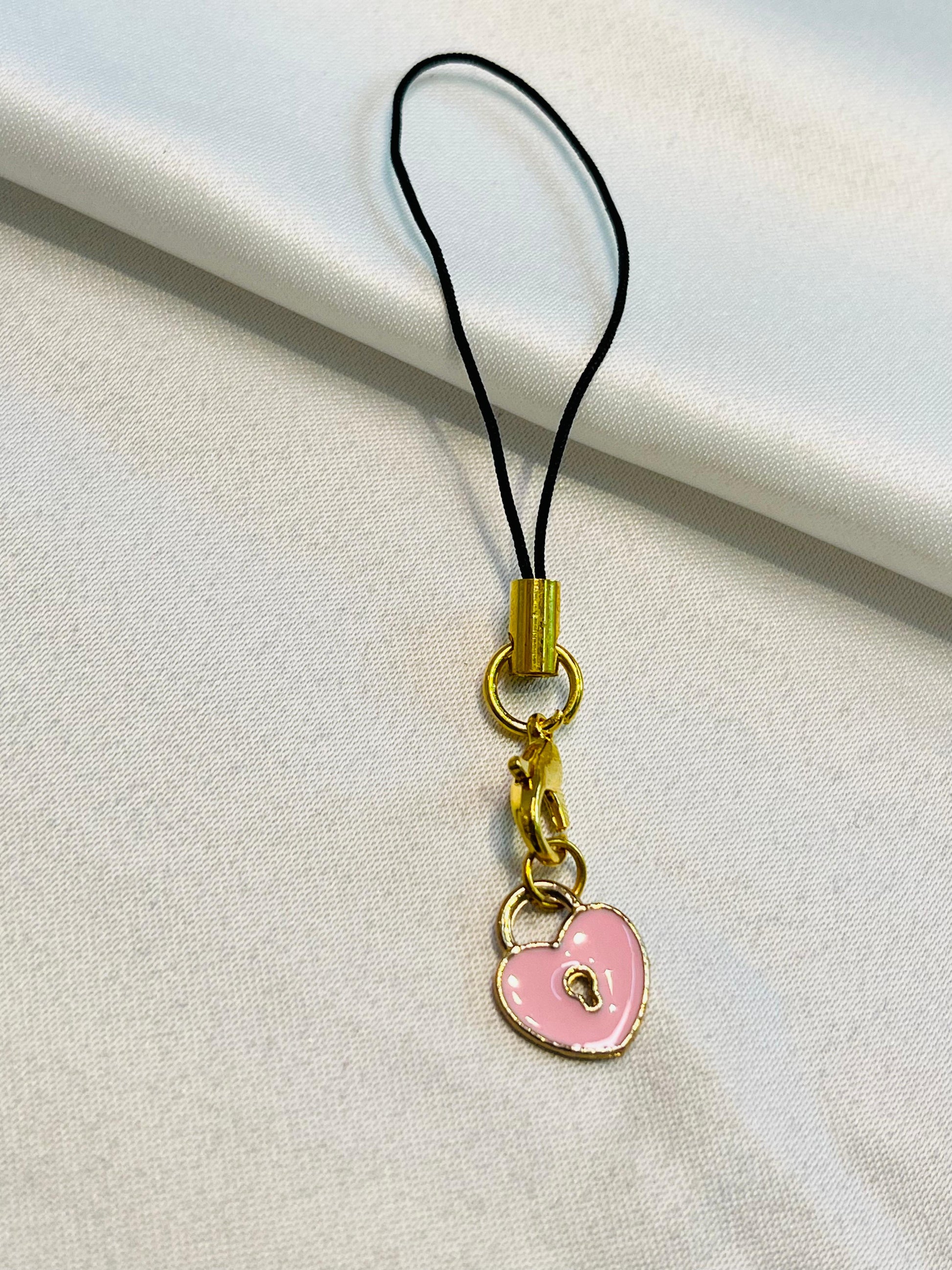 Locked in Love |Phone Charm | Sweet Love Keychain | Kawaii Aesthetic Phone Accessory|Pink and Gold