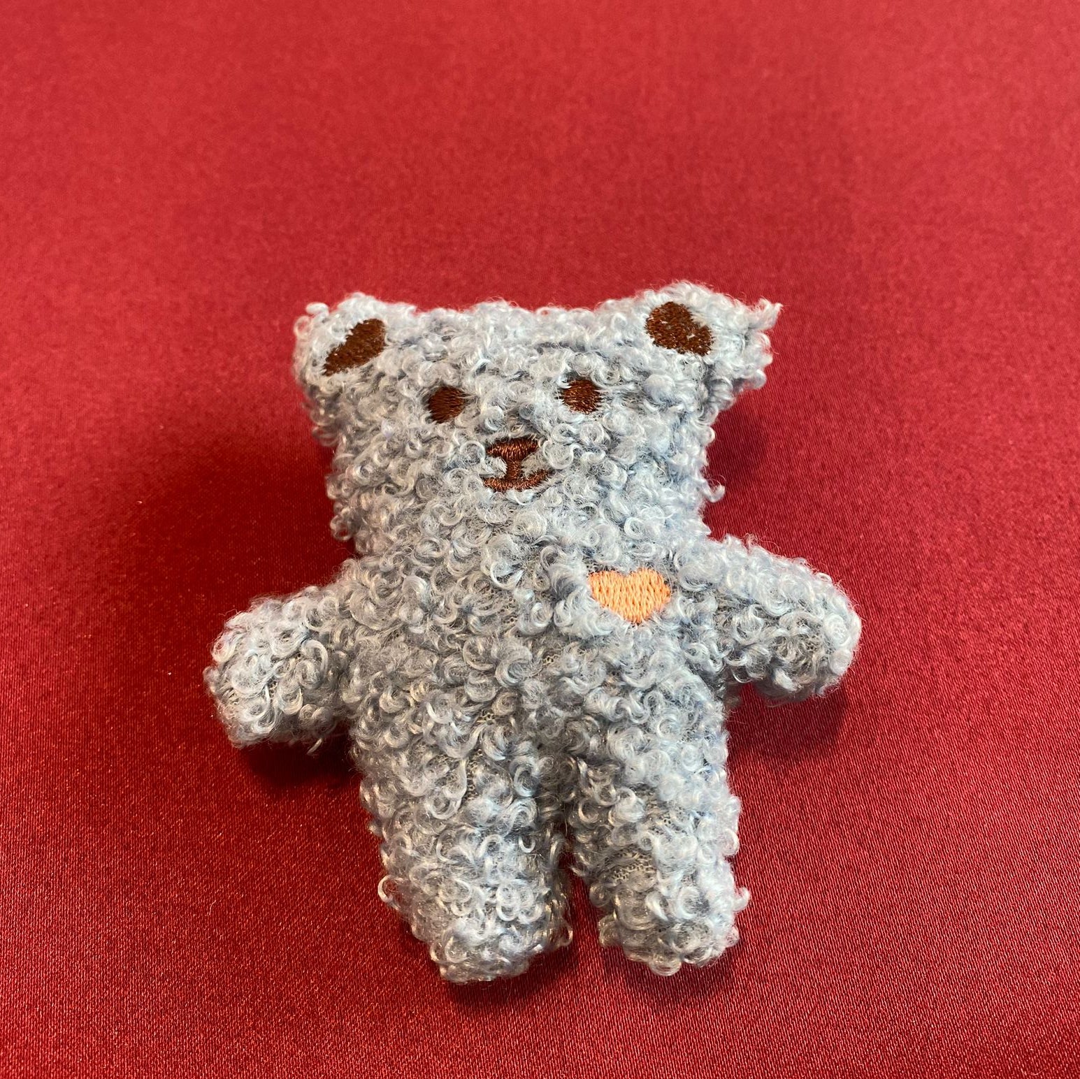 Fuzzy Curly Teddy | Mini Plush Bear Embellishment | Blue Teddy Patch | Kawaii Craft Supplies| Add-on| blue