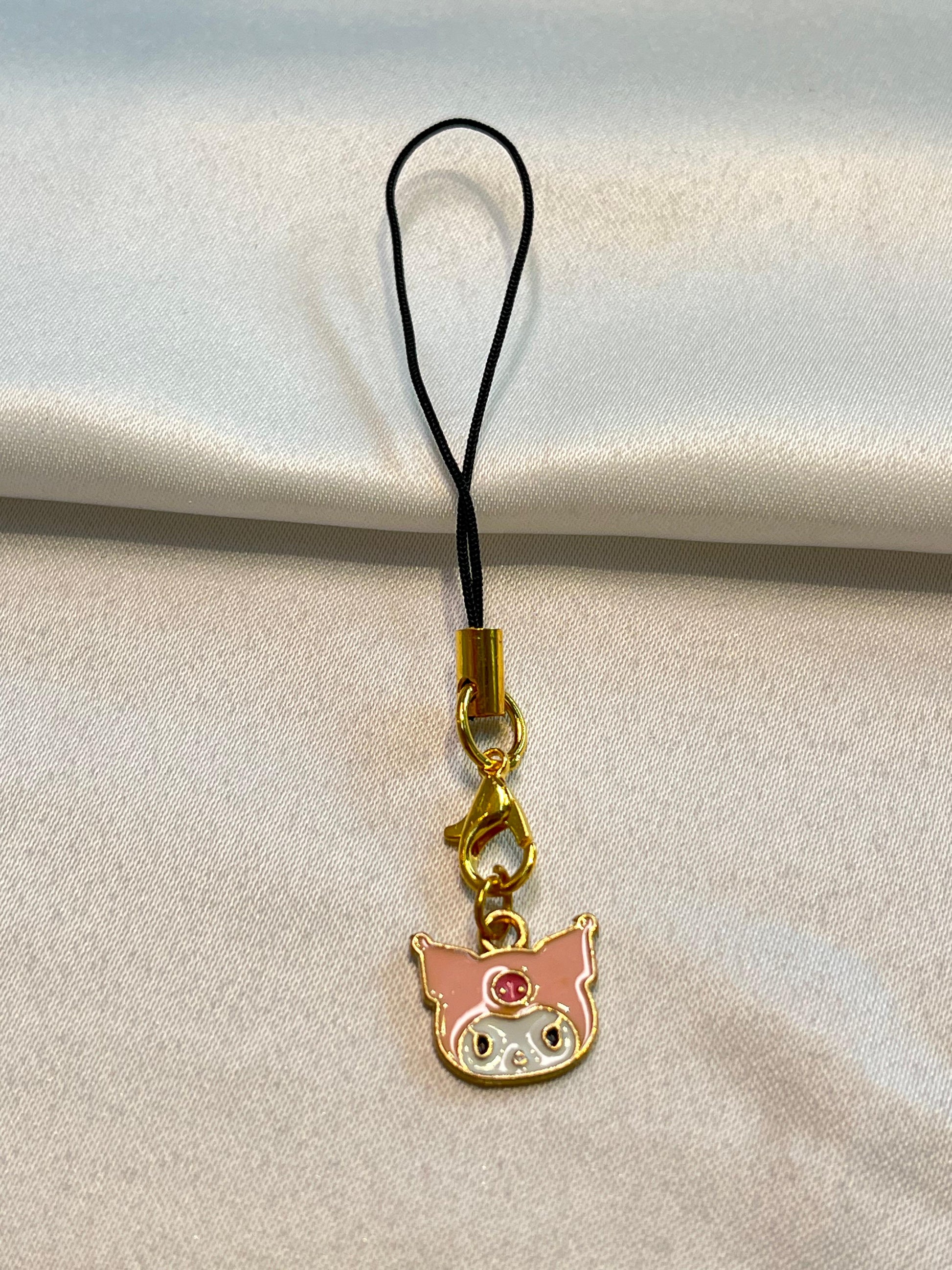 Pink Kitty Warrior Charm | Gold-Plated My Melody-Inspired  | Kawaii Anime Accessory for Phones|cute|pink and white.