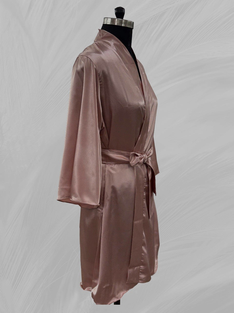 Bridesmaid Satin Robe – Rose Gold| No Print ( plain) | Soft Silky Short Bridesmaid Getting Ready Robe | Wedding Morning & Pre-Ceremony Photography