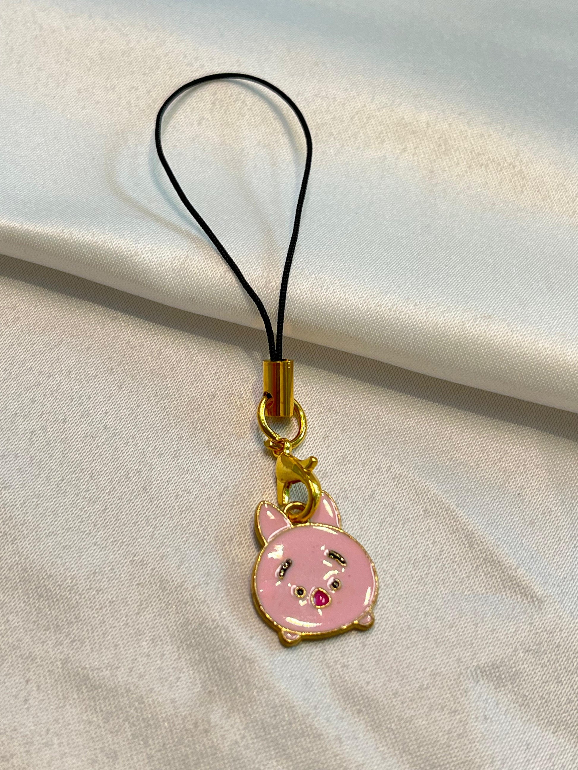 Pink Piglet |Phone Charm | Blushy Pink Pig Keychain | Adorable Kawaii Accessory|Pink and gold