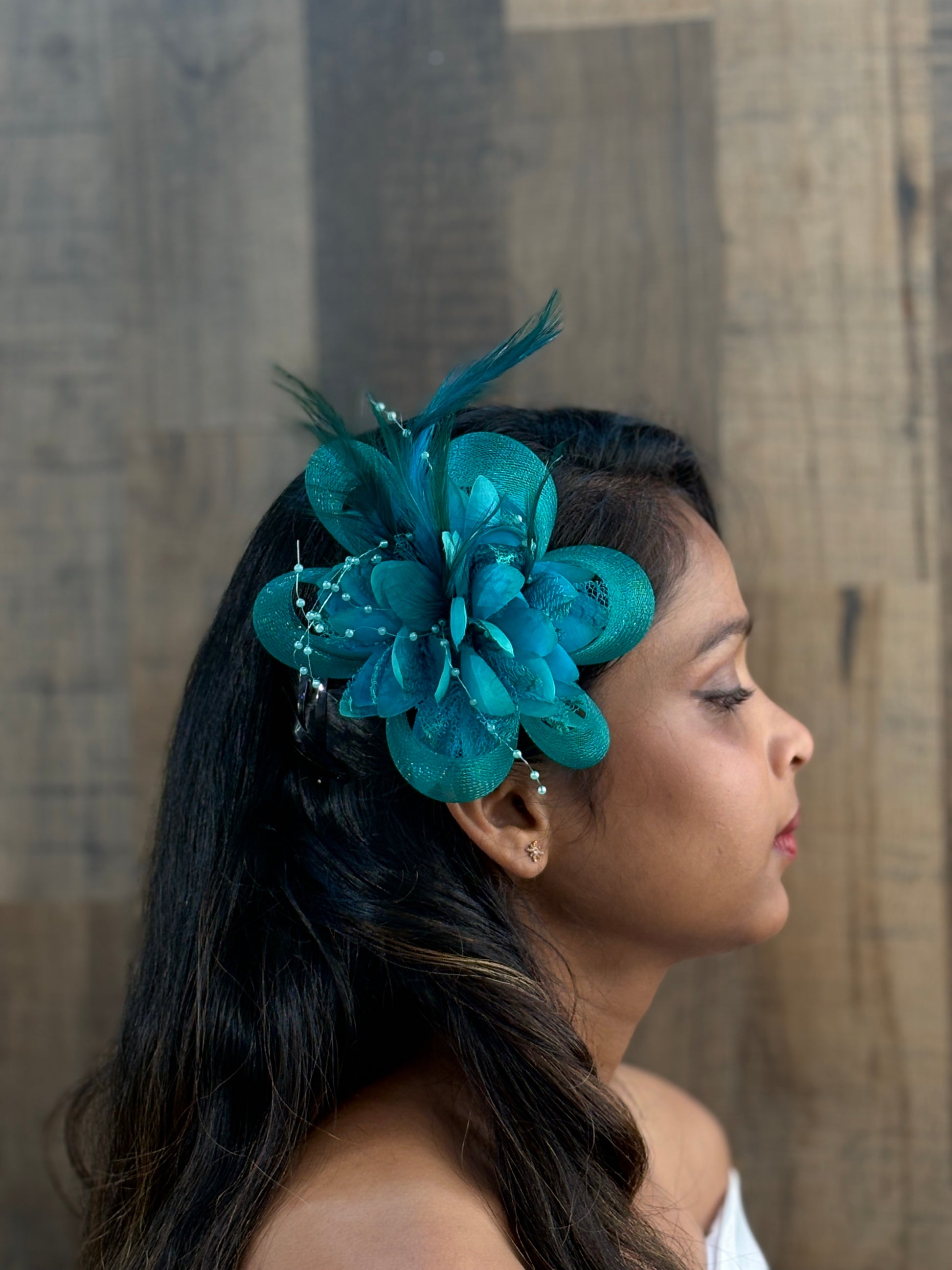Elegant Fascinator Hat Collection – Teal, White, Cream, Coral, Lavender, Navy Blue, Yellow, Autumn Rust, Noir Allure & Burgundy Bliss | Stylish Feather & Netting Headpieces for Weddings, Cocktail Parties, and Formal Occasions