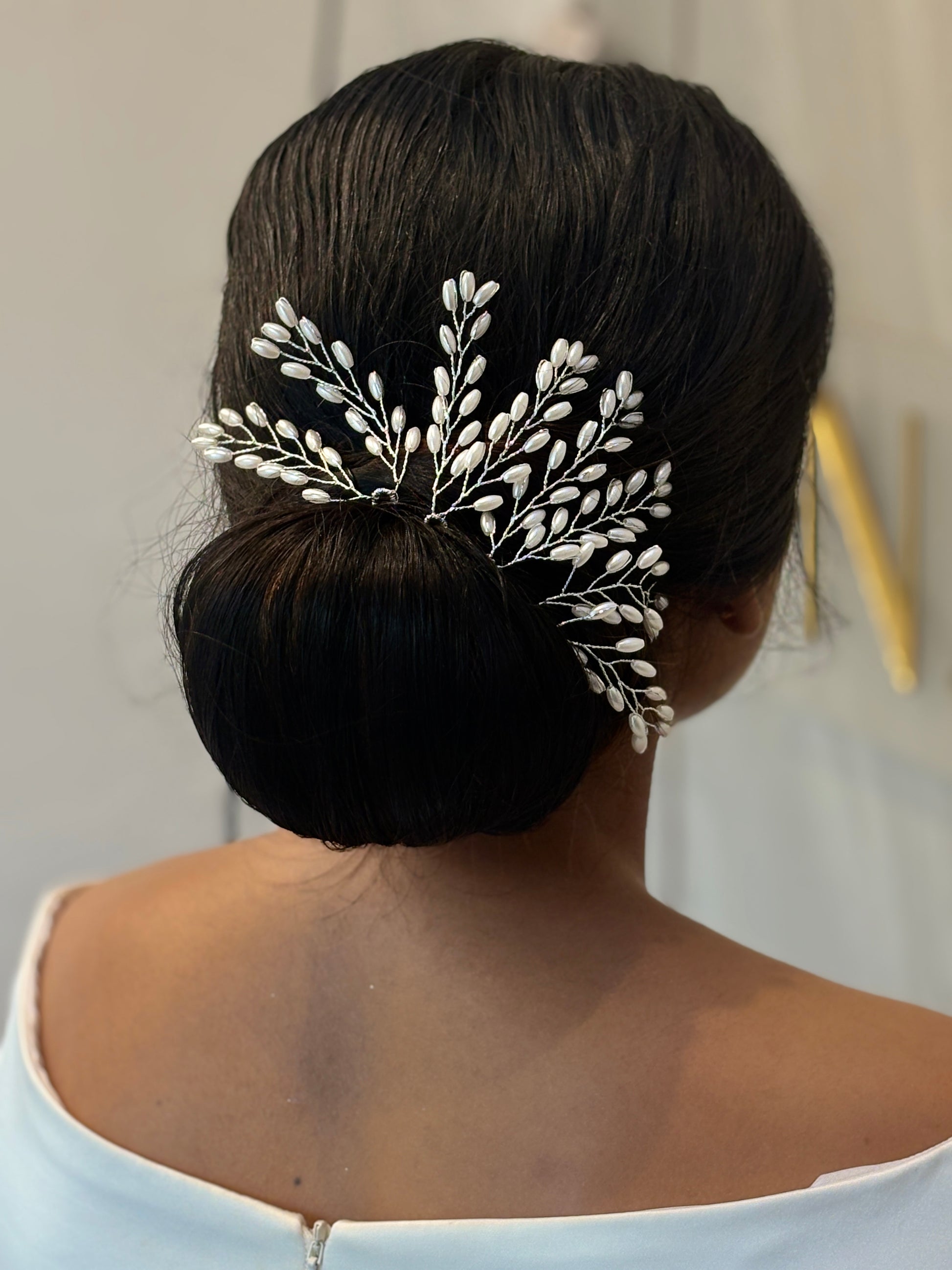 Delicate Silver Crystal Pearl Hair Pins | Wedding Hair Accessories for Brides | Elegant Hair Pins for Bun and Updo Styling