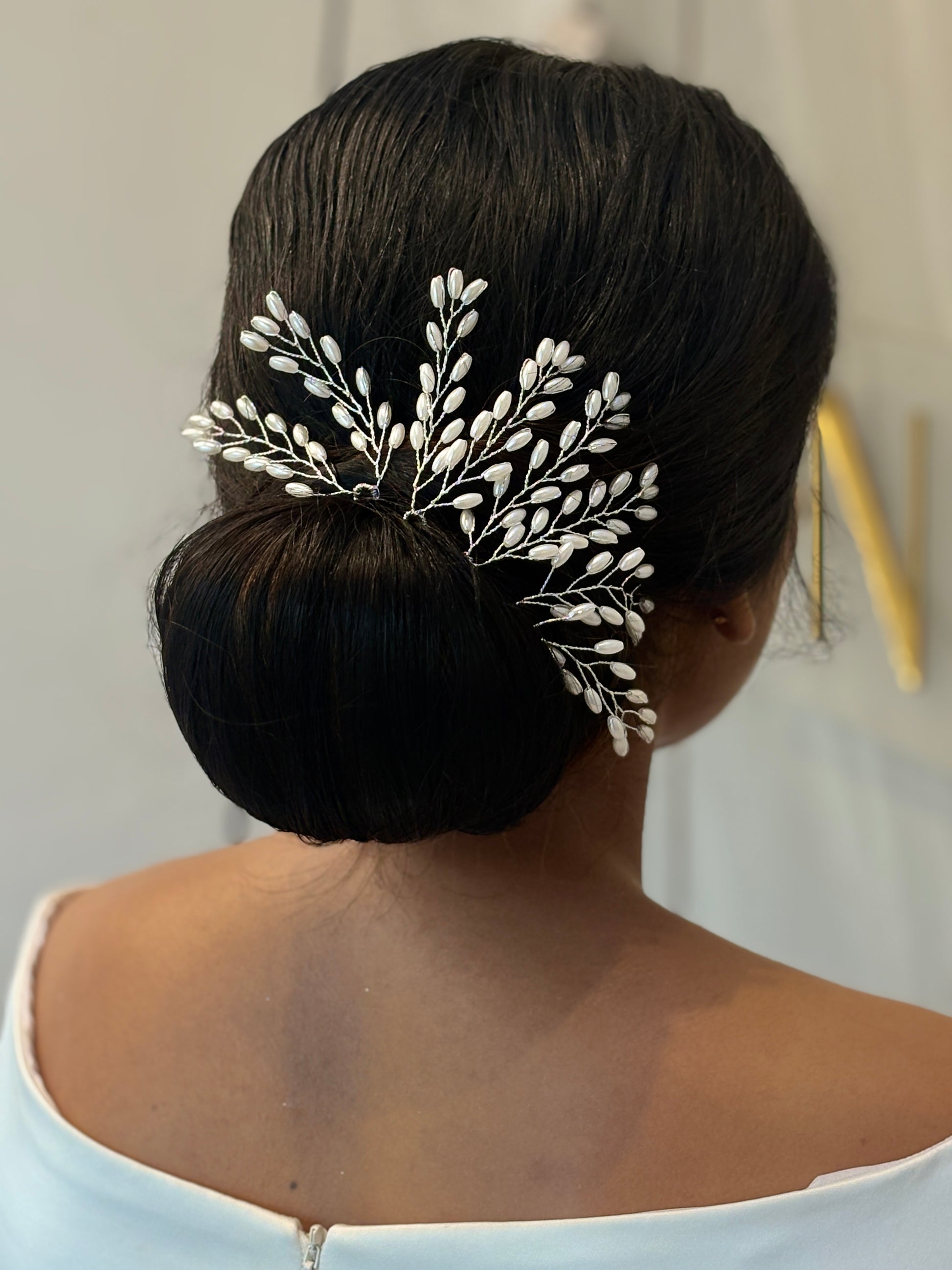 Delicate Silver Crystal Pearl Hair Pins | Wedding Hair Accessories for Brides | Elegant Hair Pins for Bun and Updo Styling