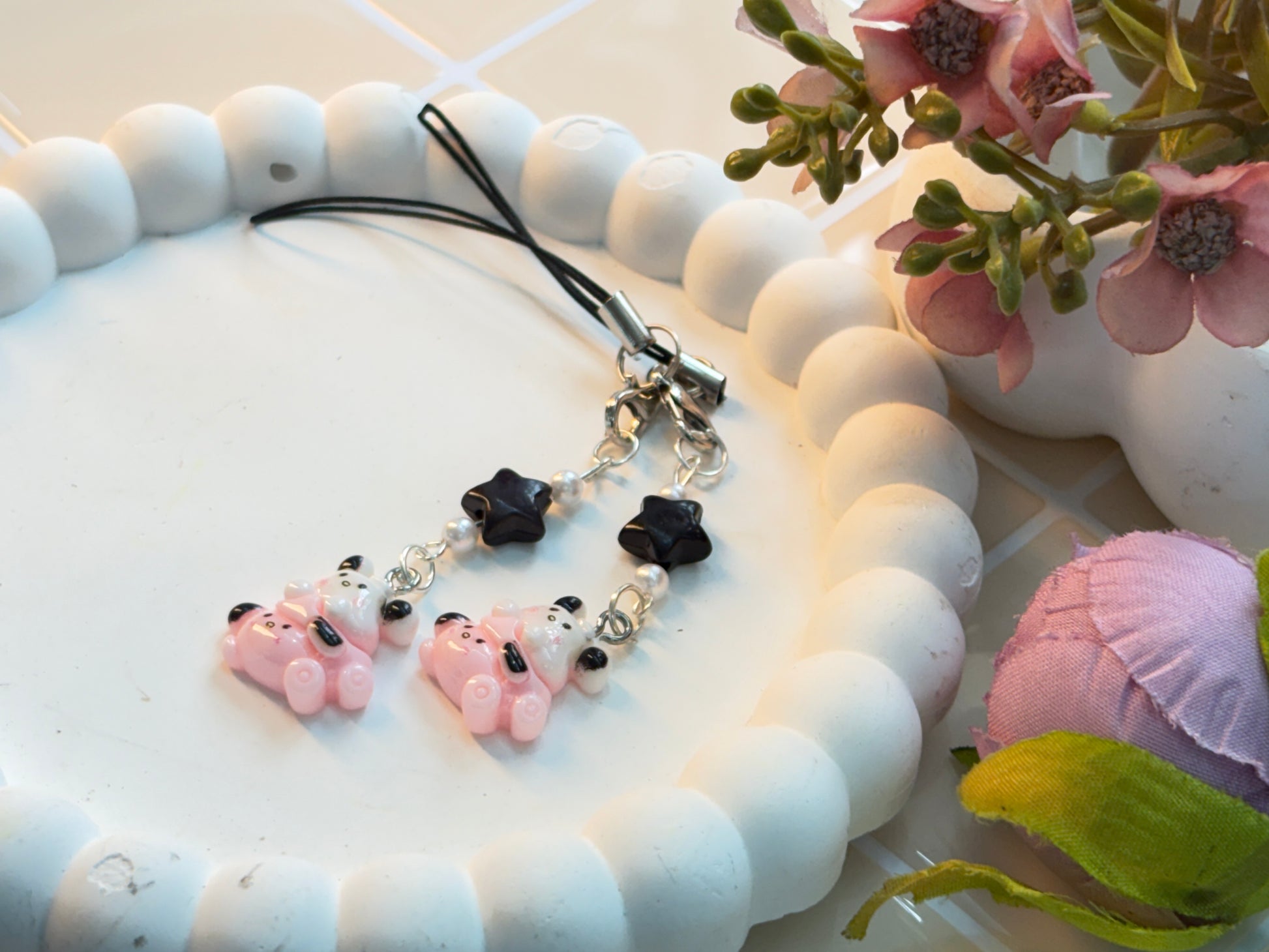 Matching Kawaii Cow & Piggy Best Friend Phone Charms | Cute Couple Keychains | Handmade BFF Animal Strap Set