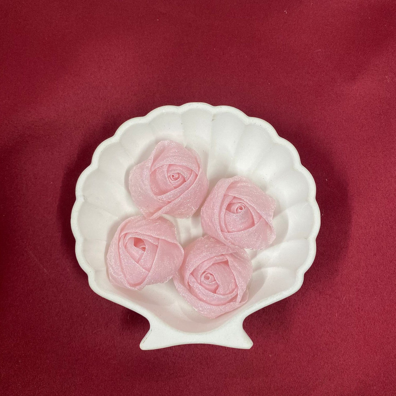 Blush Pink Satin Rose Buds | Rolled Fabric Roses | Kawaii Floral Appliqués | Romantic DIY Embellishment | Soft Girl Style