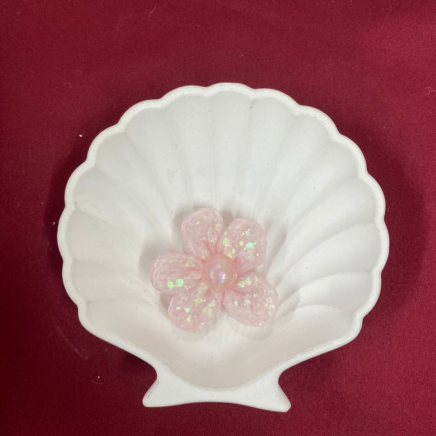 Sparkle Pink Organza Flower | Iridescent Fairycore | Puffy Petals & Pearl Center | Dreamy