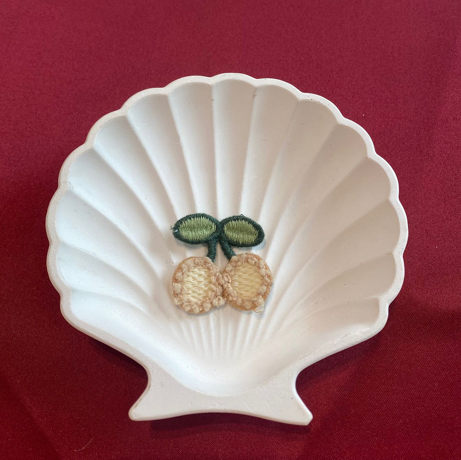 Golden Cherry Patch | Soft Yellow Cherries | Handmade Embroidered Detail | Kawaii Fruit Patch | Cottagecore Aesthetic | Sweet & Subtle| Non-Ironable | Glue/Sew On