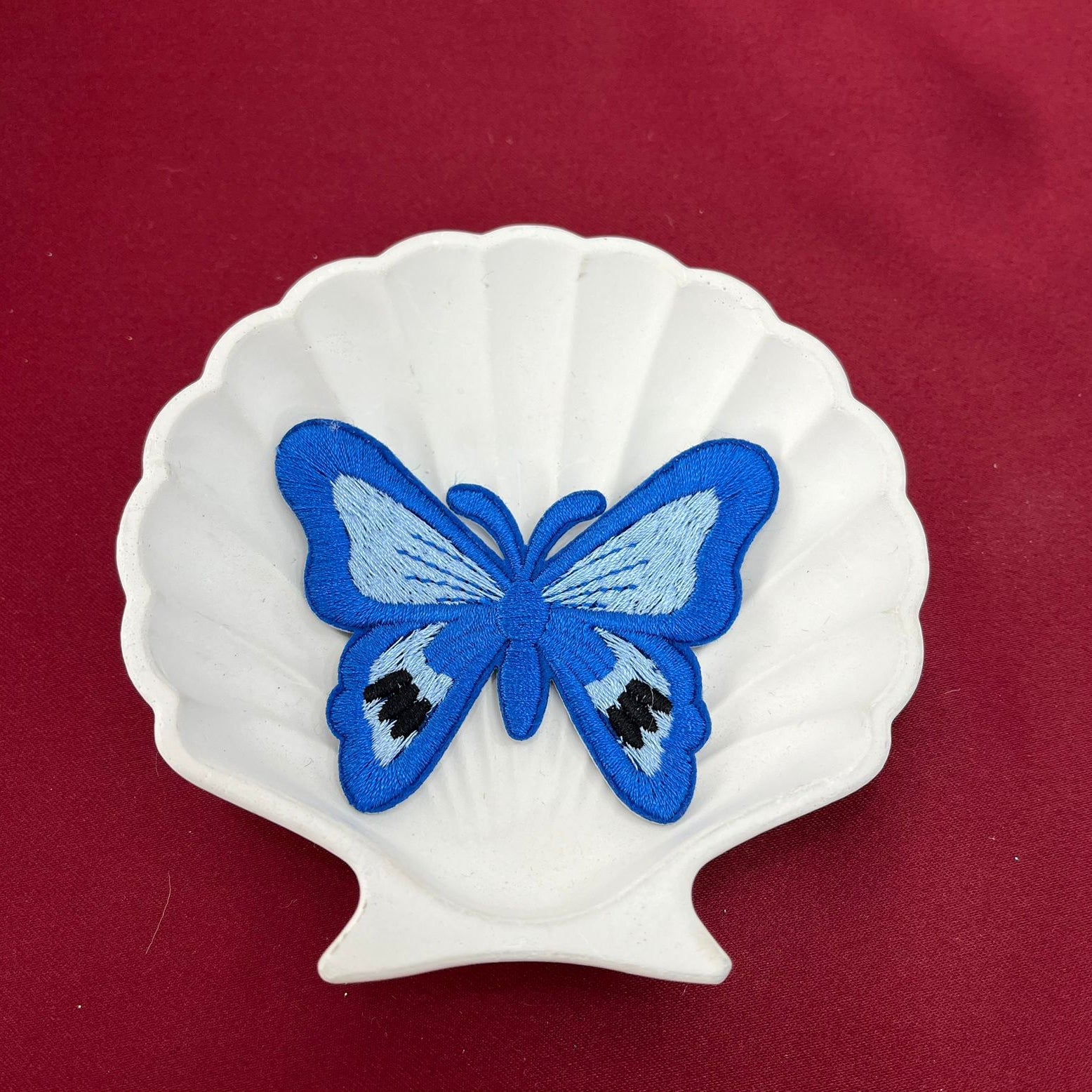 Blue Butterfly Embroidered Patch | Bold Blue Plush Butterfly Decor | Soft Textile Accessory for Crafting or Decoration | Nature-Inspired Gift for All Ages| Non-Ironable | Glue/Sew On