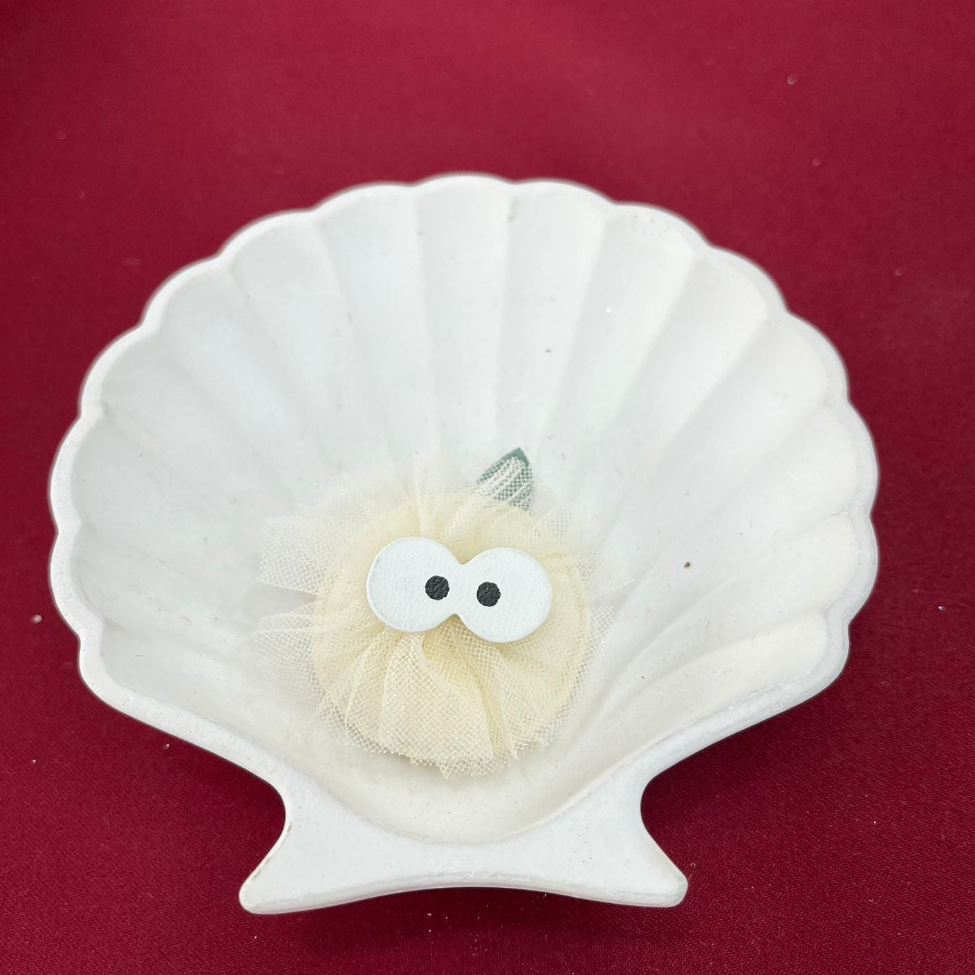 Cream Puff Plush with Googly Eyes | Tulle Ball Character Plush | Soft and Whimsical Mini Decoration |