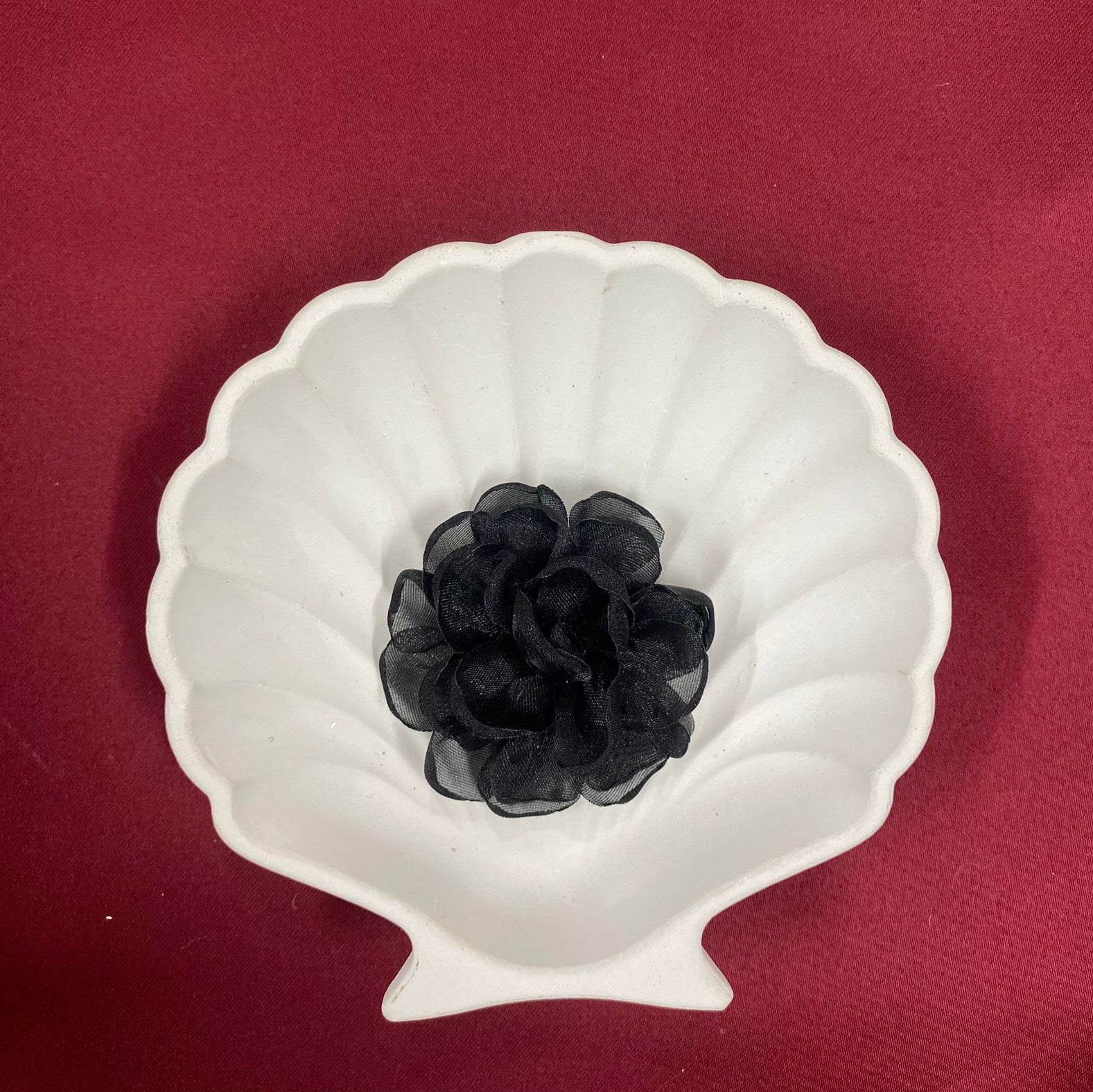 Black Ribbon Flower | patch| black| black flower| cute and aesthetic | fluffy petals | patches| fake flower