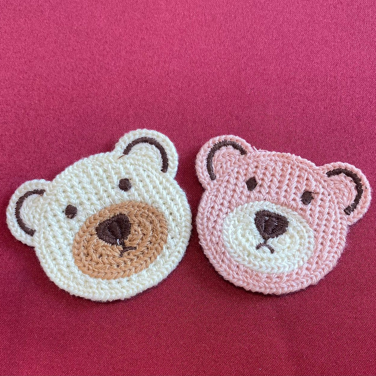 Twin bears patches | cute and aesthetic| pink and white | bears | two | patches| Non-Ironable | Glue/Sew On
