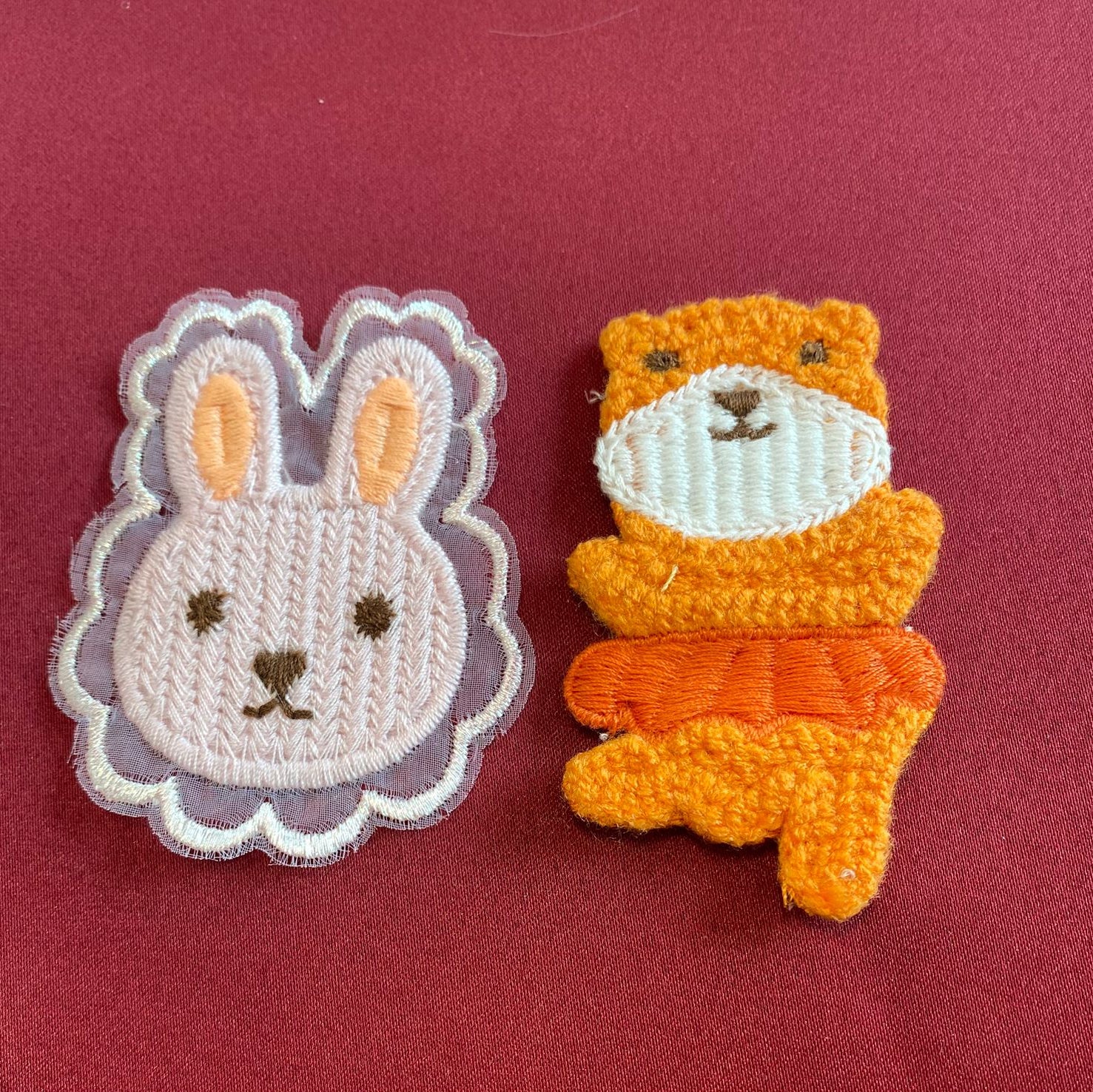 Bunny Bear patch | yellow| orange| violet| bear| bunny | duo| cute and aesthetic | crocheted patches | Non-Ironable | Glue/Sew On