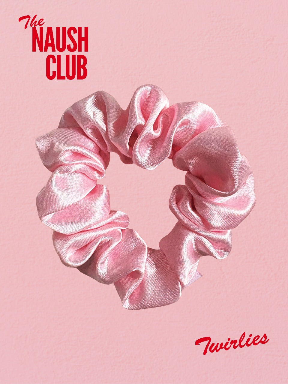 Baby Pink Satin Twirlie Scrunchie | Playful Bubblegum Hair Tie for Girls & Teens | Cute Aesthetic Hair Accessory for Daily Looks