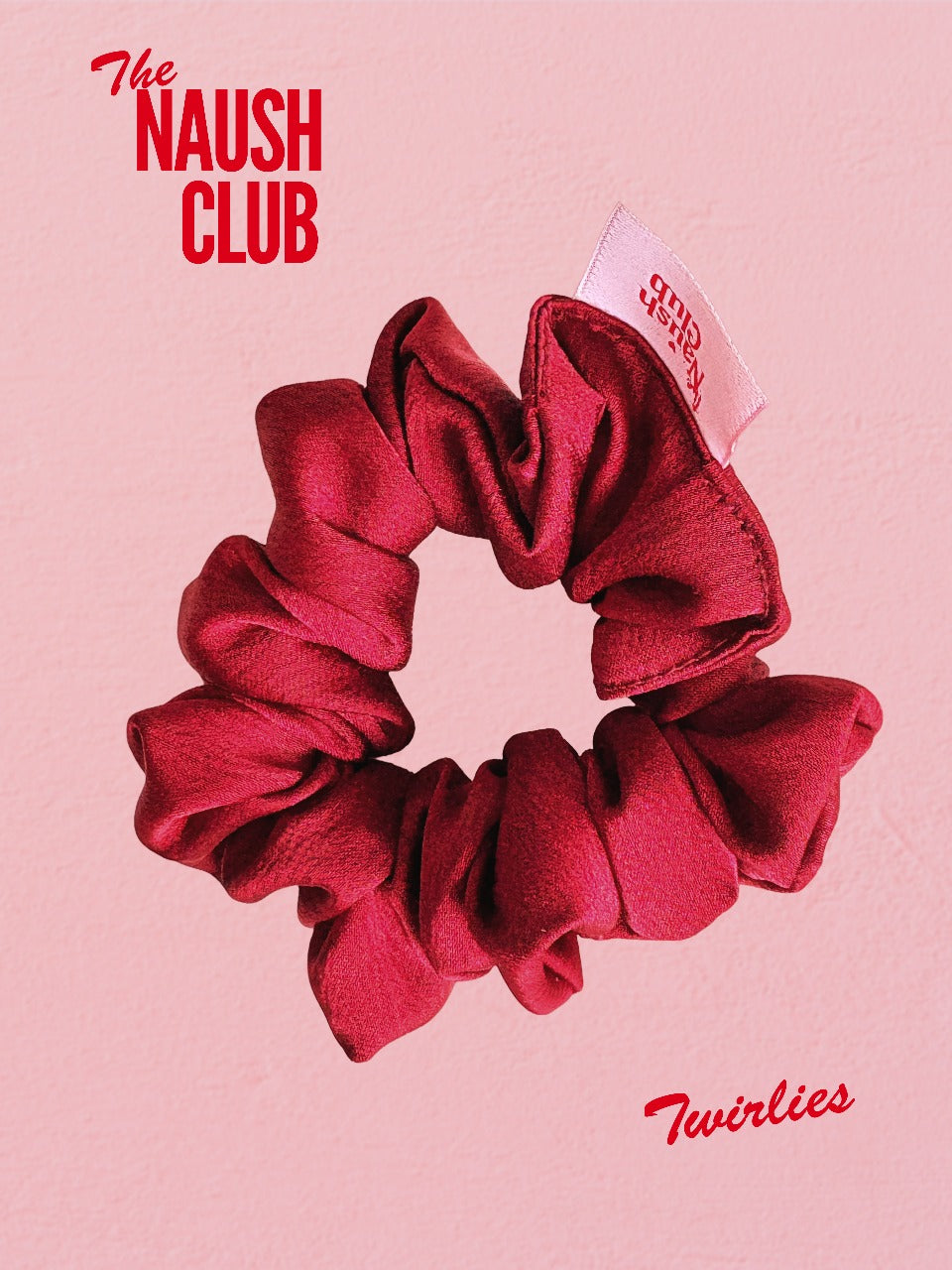 Ruby Red Satin Twirlie Scrunchie | Fiery Bold Hair Tie | Statement Hair Accessory for Daily Wear & Festive Looks