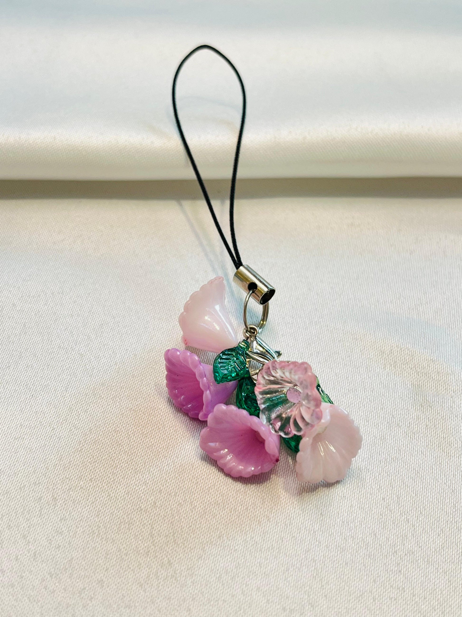 Whisper Petal Charm | Pastel Pink Flower Cluster Keychain | Lightweight Resin Charm for Phones | pink flower