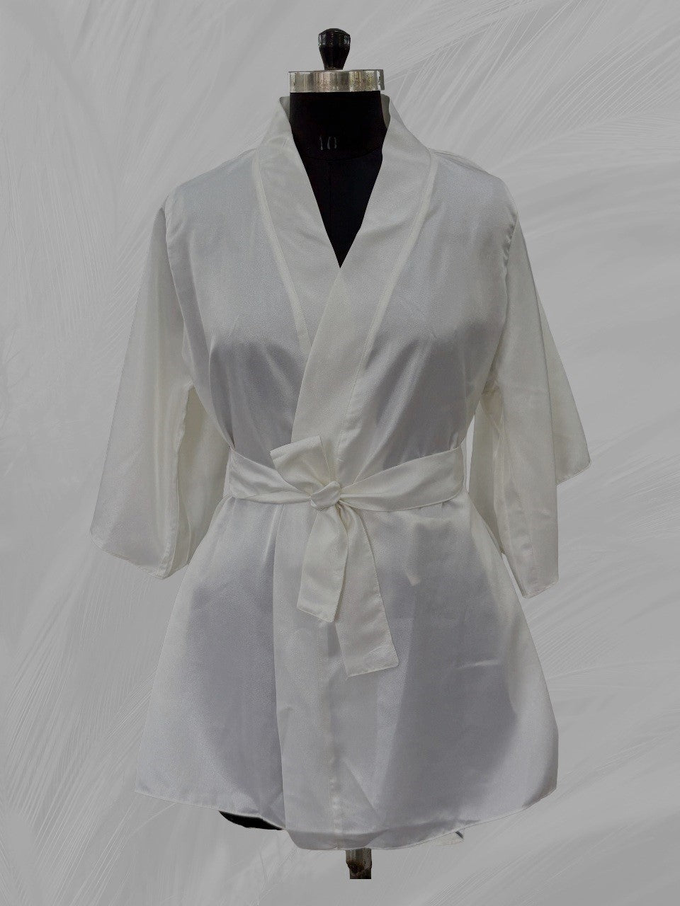 Bride Satin Robe – White (No Print) | Classic Short Satin Bridal Getting Ready Robe | Wedding Morning & Pre-Ceremony Photography