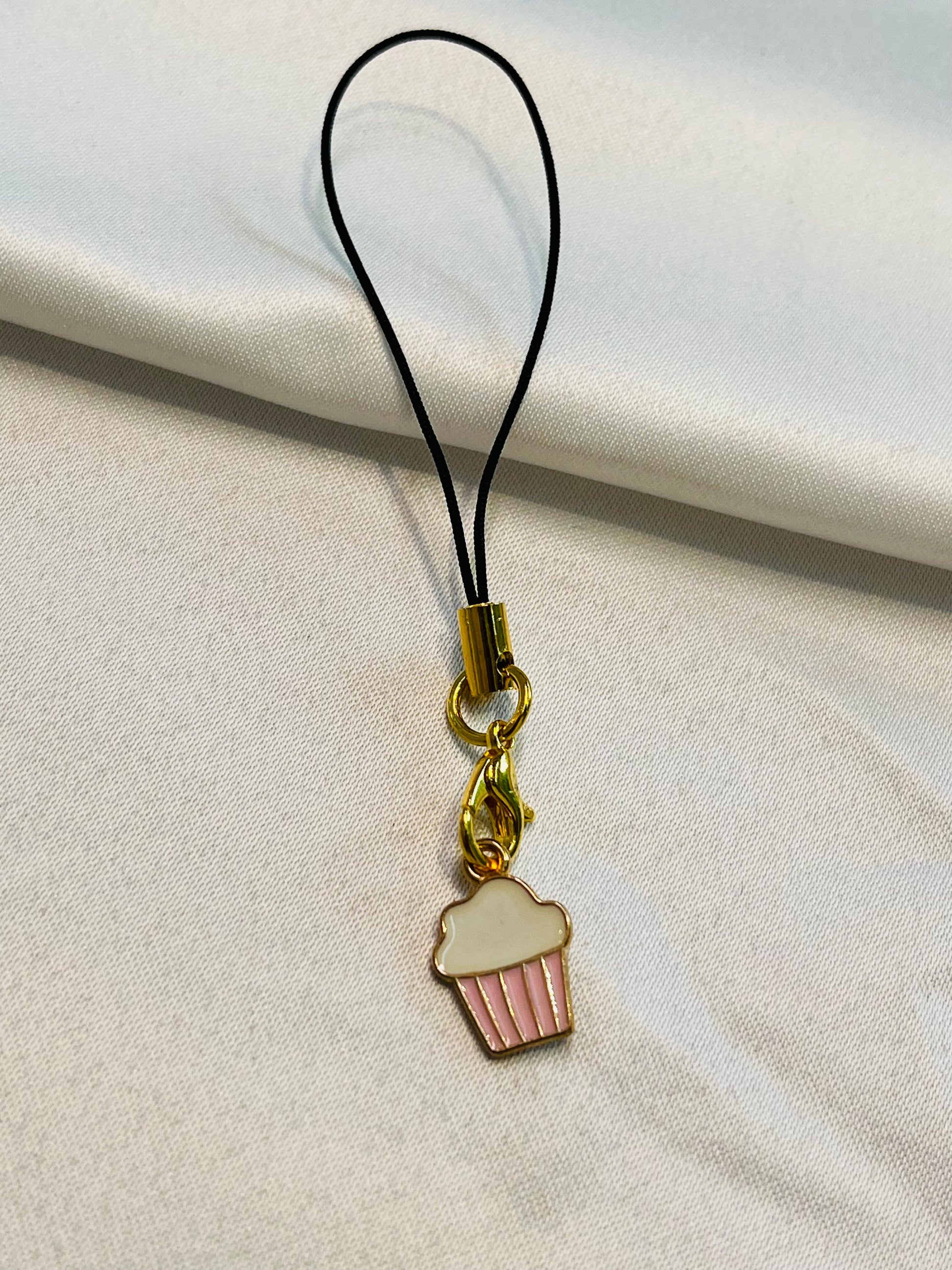 Mini Cupcake |Phone Charm | Cute Pink Dessert Keychain | Kawaii Aesthetic Accessory for Phones | Cupcake| white and pink