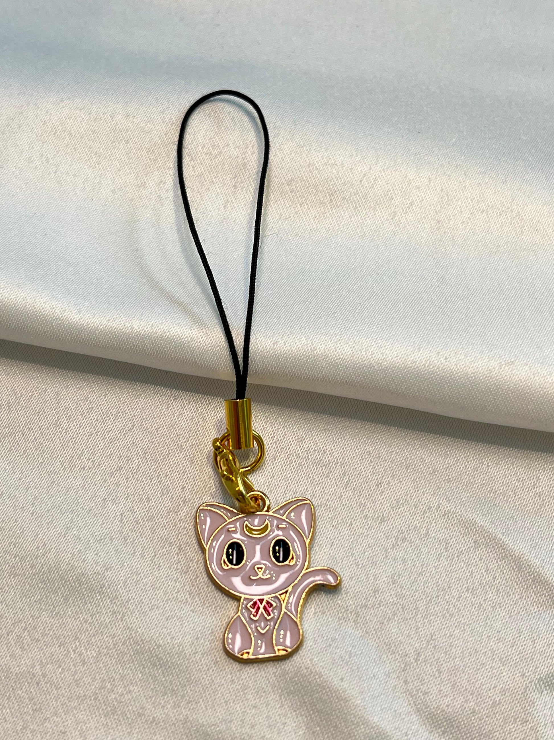 Galaxy Moon Cat|Phone charm |Kawaii Purple Cat Phone Charm | Cute Moon Cat Keychain | Aesthetic Anime-Inspired Accessory|Pink|Moon
