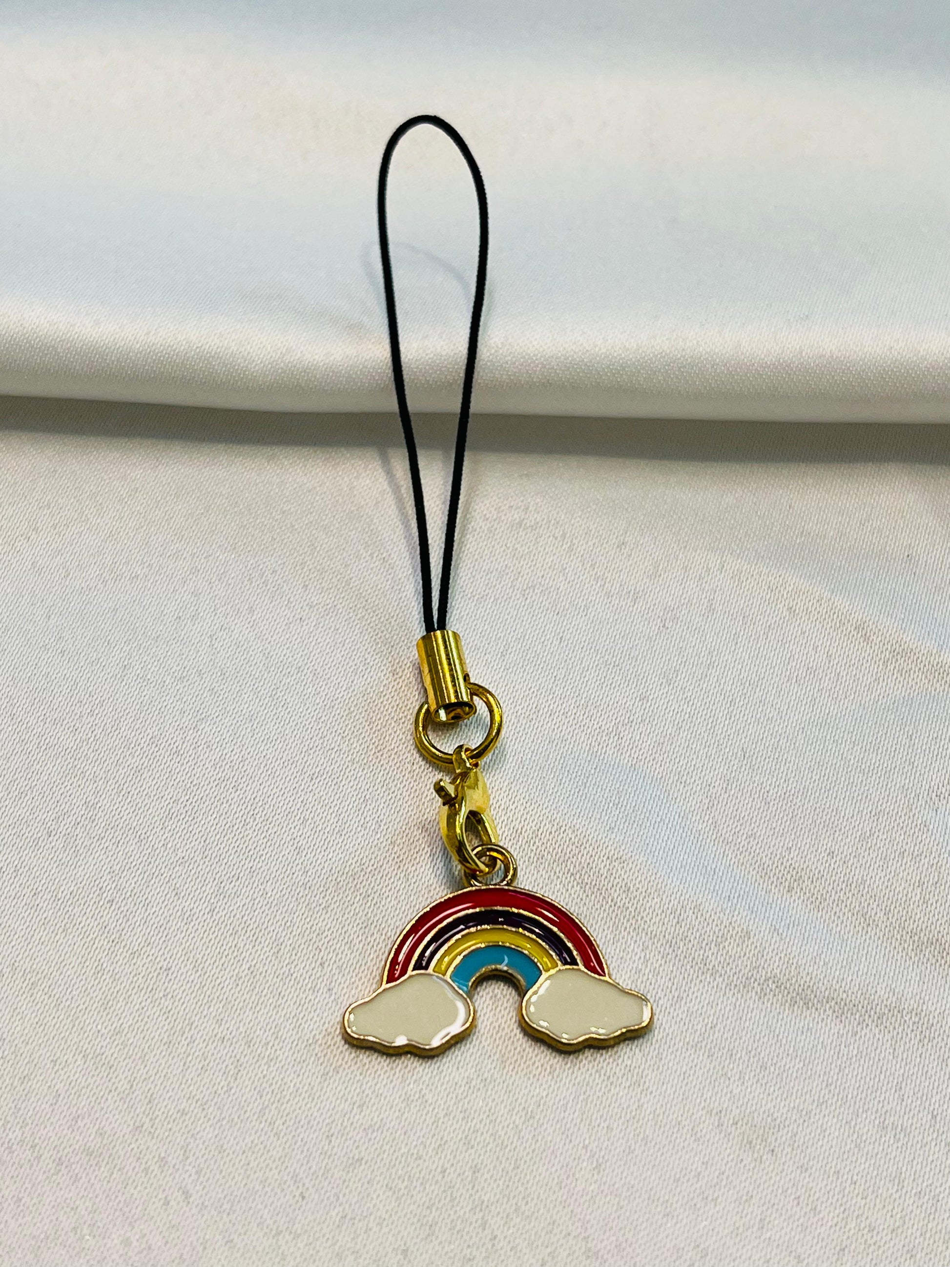 Rainbow & Cloud |Phone Charm | Cute Weather-Themed Keychain | Kawaii Aesthetic Accessory for Girls|Pink|Rainbow