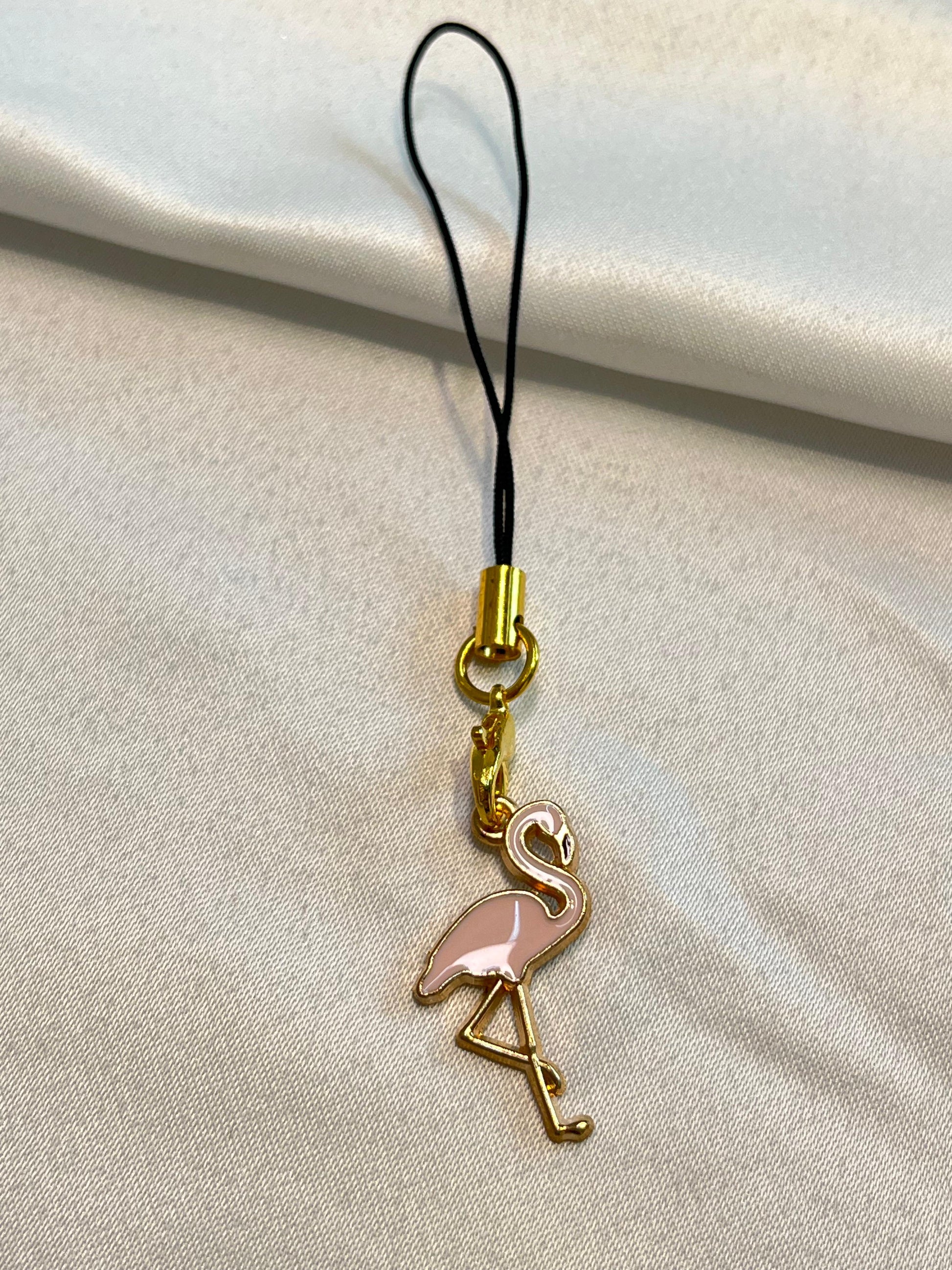 Bubblegum Flamingo |Pink Flamingo Charm | Minimal Cute Phone Charm with Gold Accents, Kawaii Summer Aesthetic