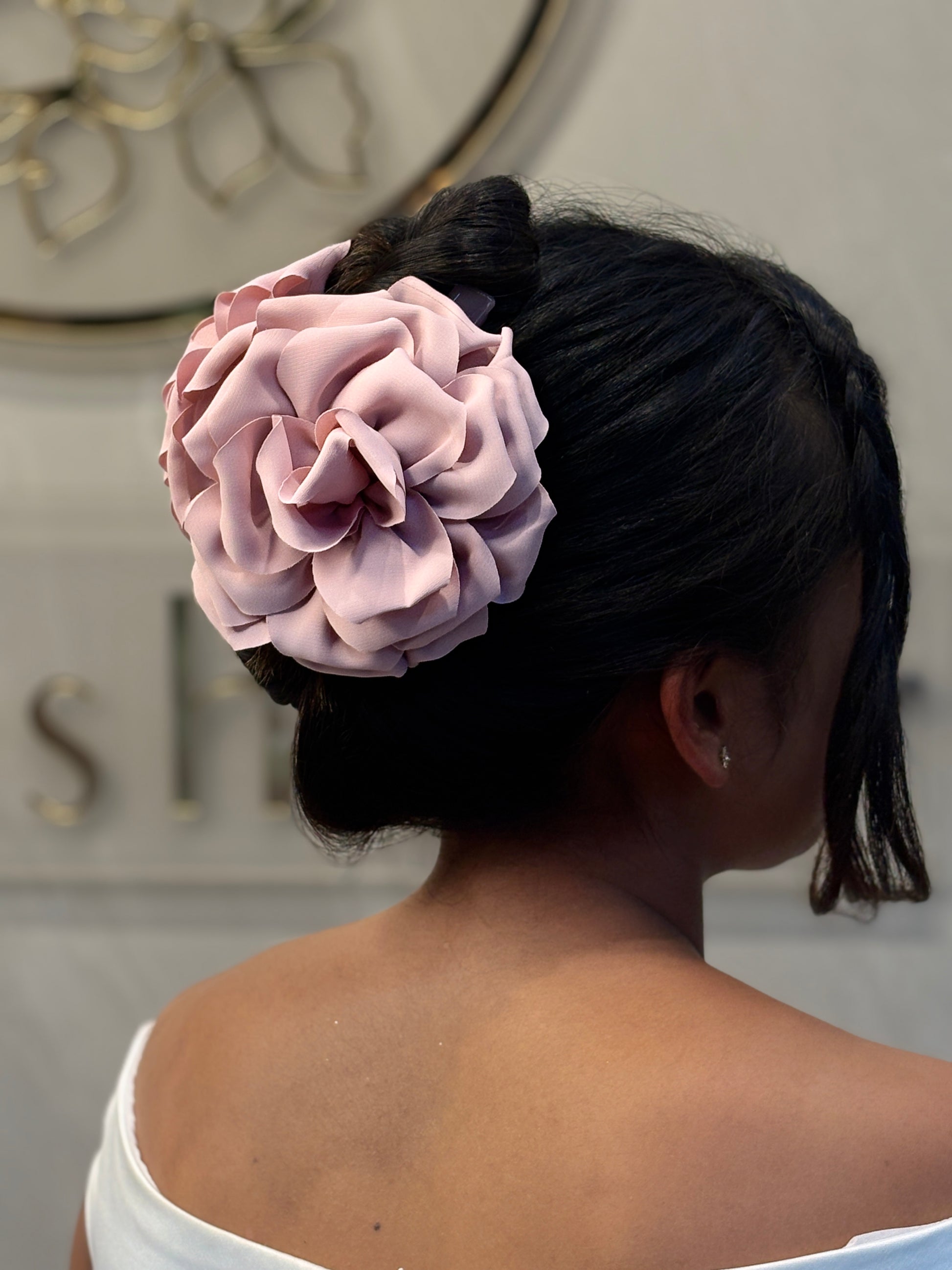 Large Flower Hair Claw Clip for Women | Statement Floral Hair Accessories for Buns and Updos | Available in Beige | Burgundy | Dusty Rose | Blush Pink