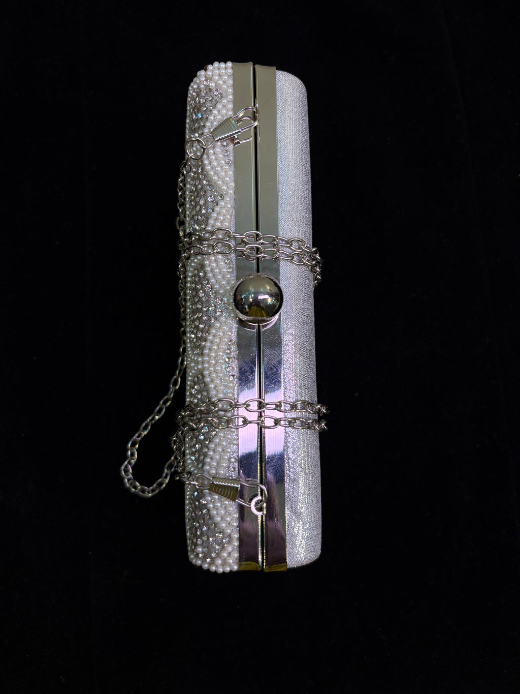 Elegant Beaded Pearl Clutch | Rhinestone Evening Bag | Detachable Chain Purse | Wedding & Party Accessory