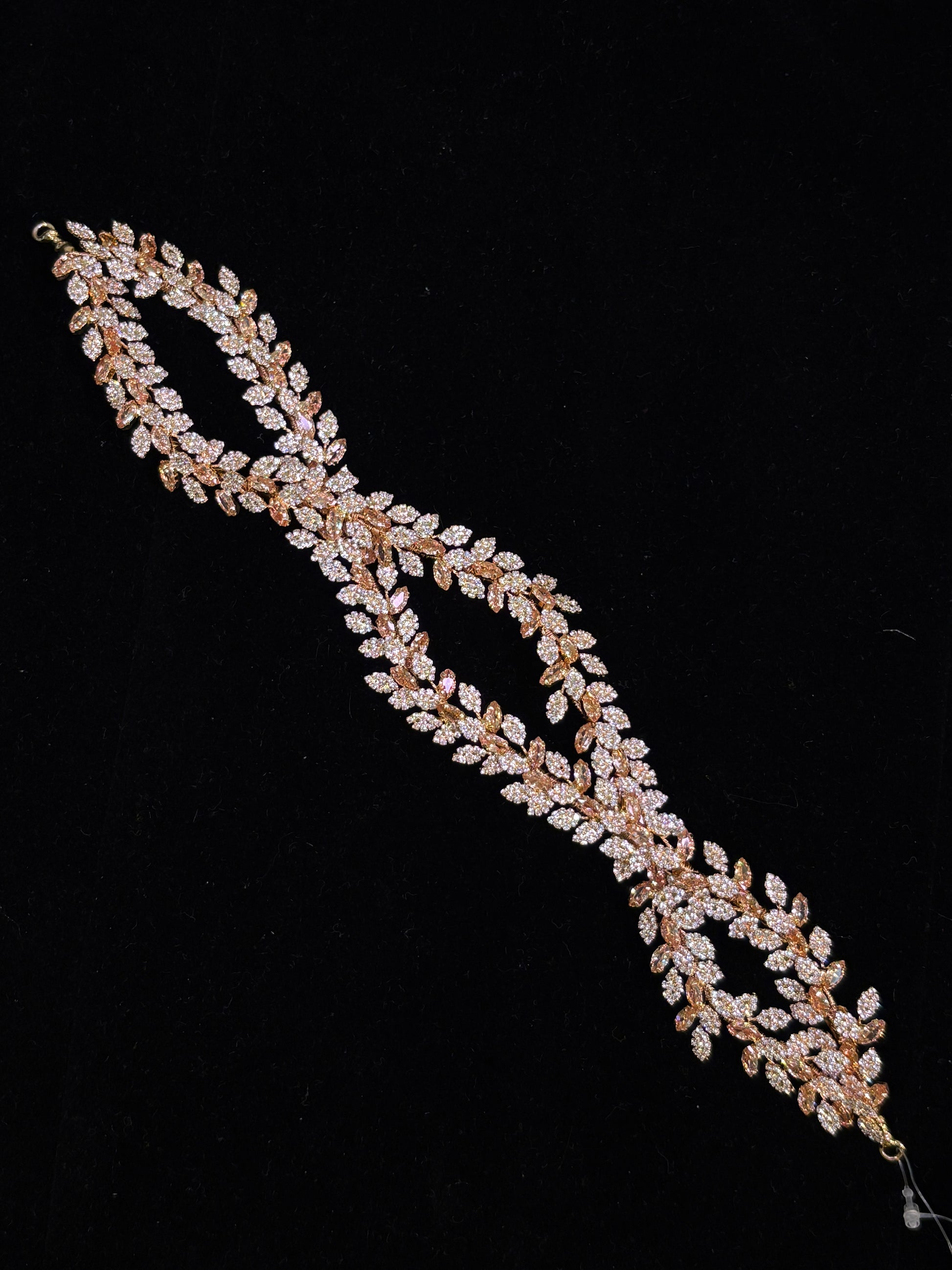 Champagne Crystal Zigzag Hair Band – Unique Patterned Wedding Hair Vine | Modern Indo-Western Hairstyle Band | Glamorous Sangeet Headpiece I Zircon headpiece