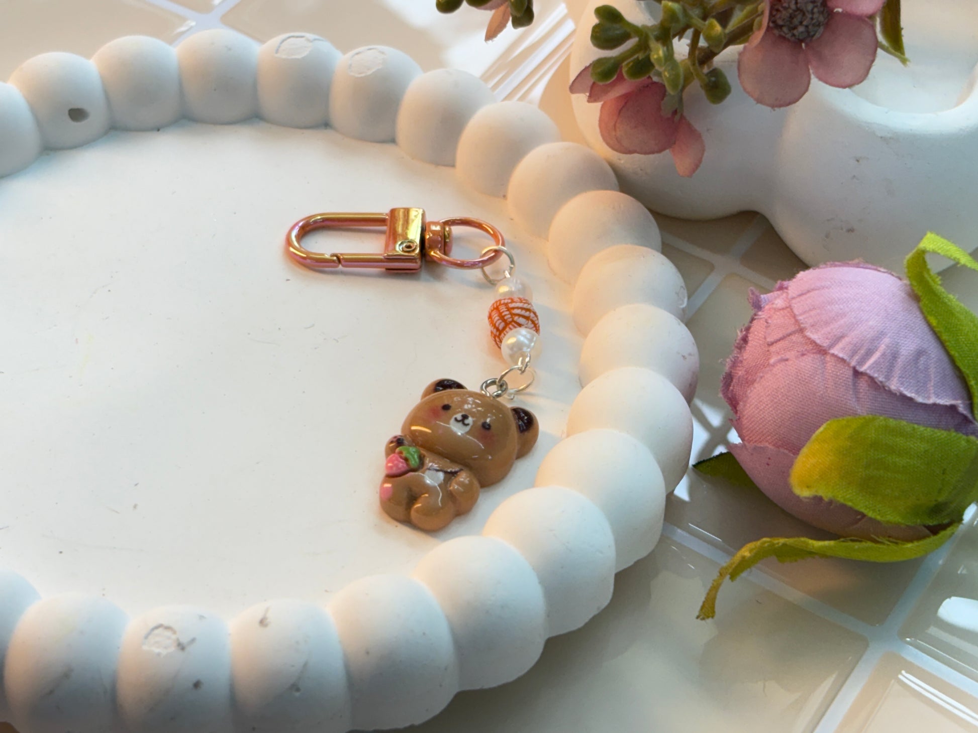 Teddy Bear Cookie Charm | Handmade Dessert-Inspired Keychain | Cute Food Kawaii Accessory