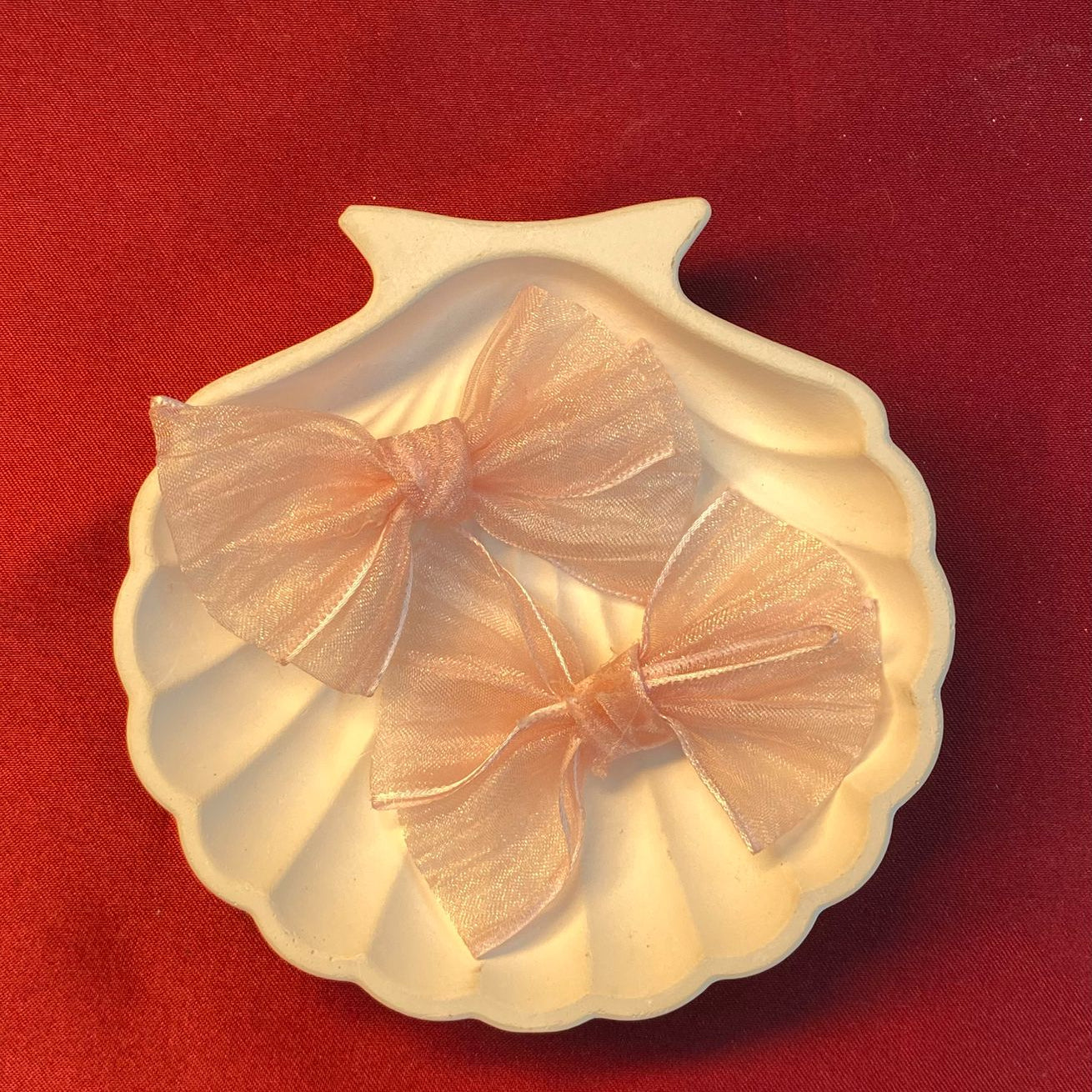 Sheer Peach Organza Bows | Fairycore Hair Accessories | Dreamy Layered Ribbons | Lightweight and Elegant |