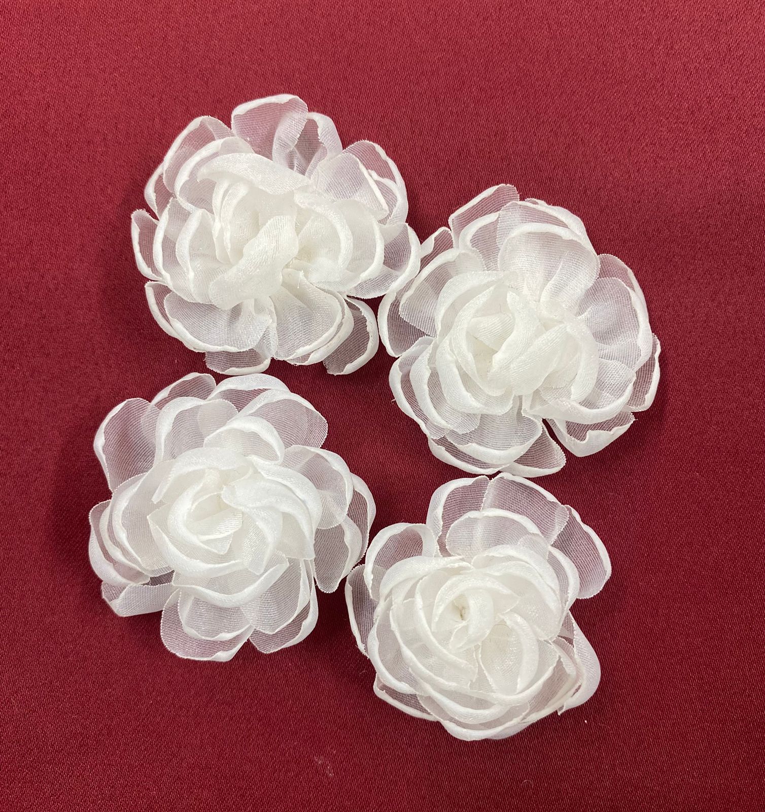 Sheer White Layered Petal Blossoms | Organza Flowers | Fairycore Embellishments | Dreamy DIY Floral Appliqué | Bridal & Craft Ready