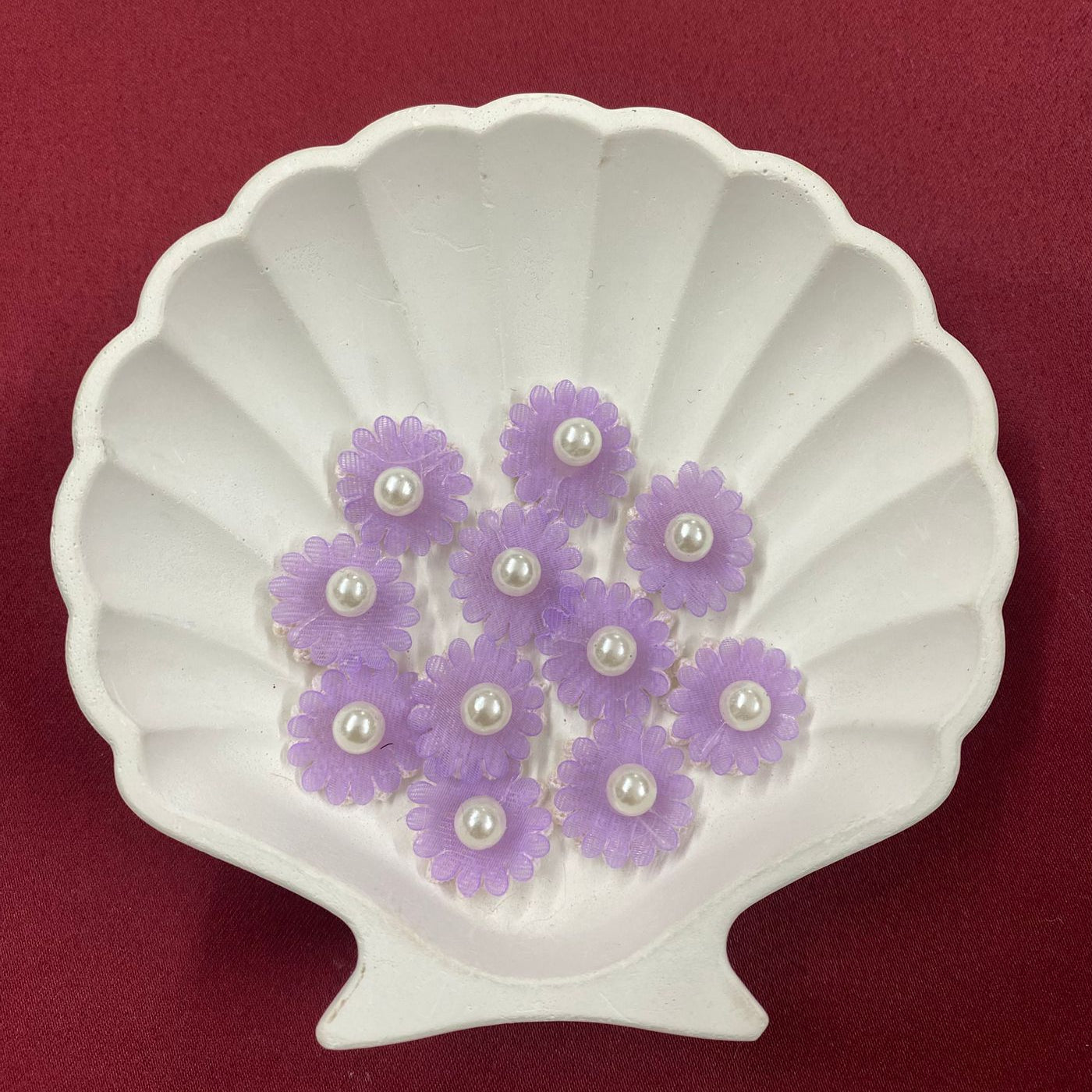 Lilac Daisy Patches with Pearl Centers | Pastel Fairycore Flower Embellishments | Scrapbooking & Kawaii Crafts | Mini Daisy Cuties