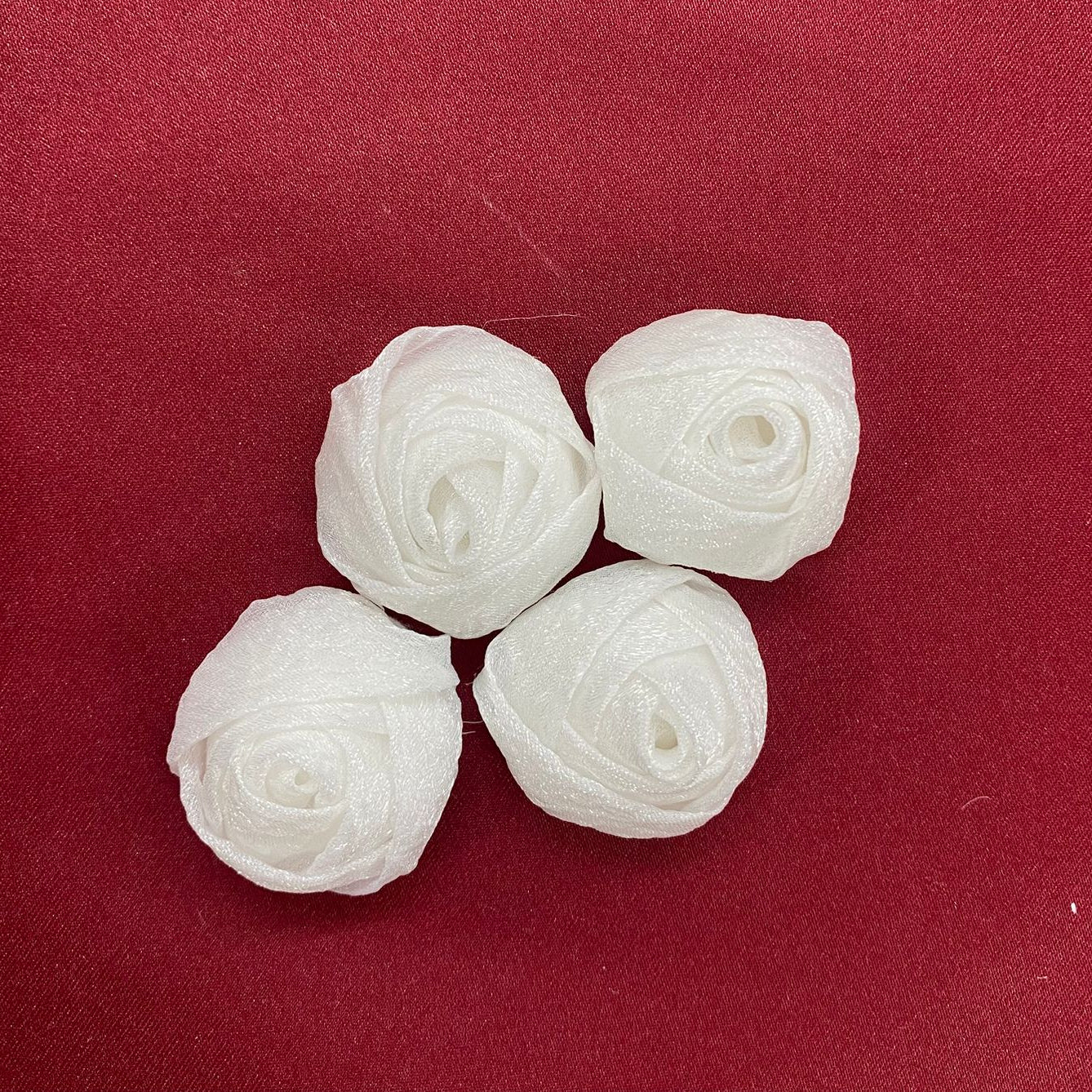 Snow White Rolled Roses | Sheer Fabric Floral Accents | Dreamy Rosebuds | Ethereal DIY Appliqué Flowers | Angelcore Aesthetic