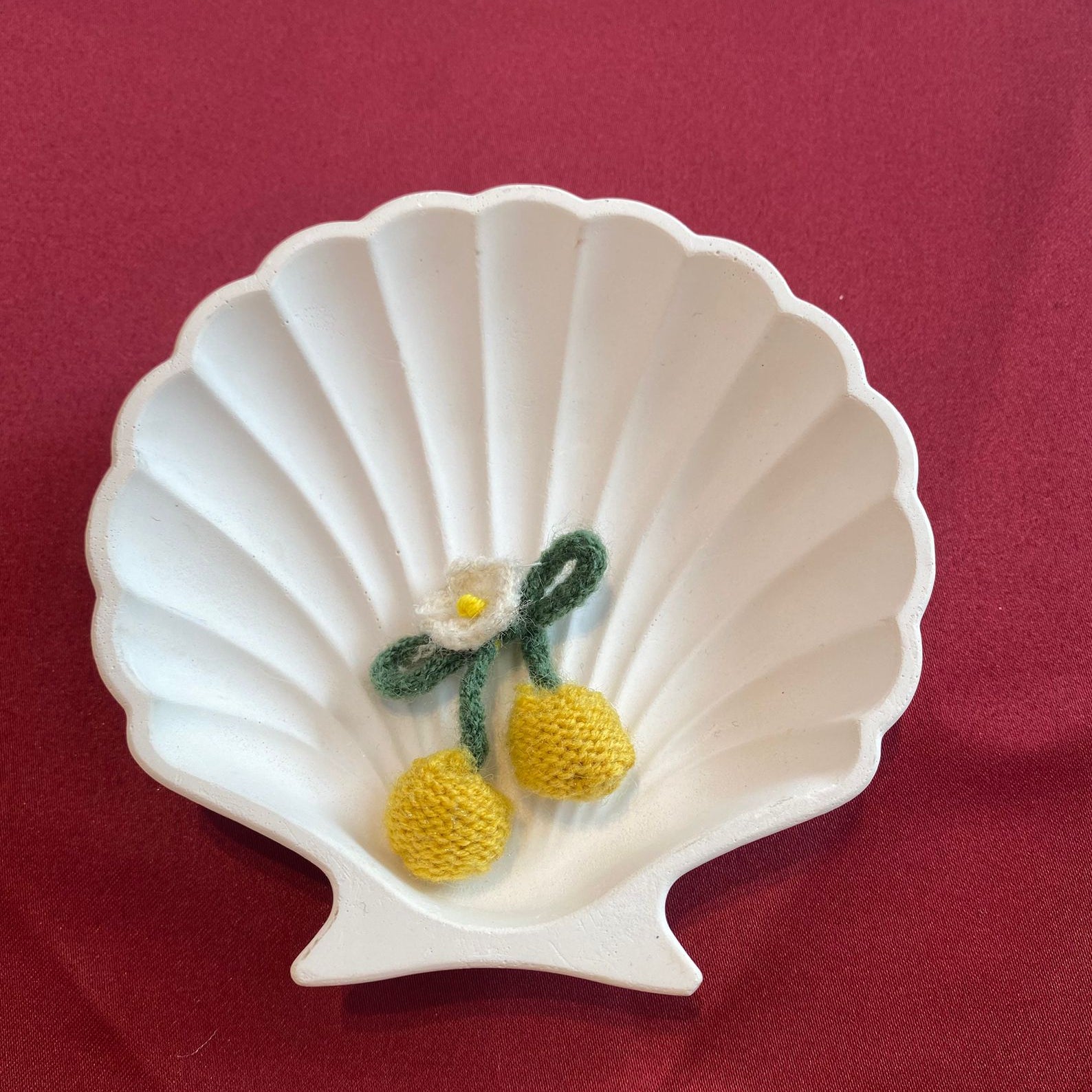 Yellow Cherry Patch | Knit-Style Fruit Embroidery | Warm Cottagecore Feel | Floral Detail Topper| Non-Ironable | Glue/Sew On