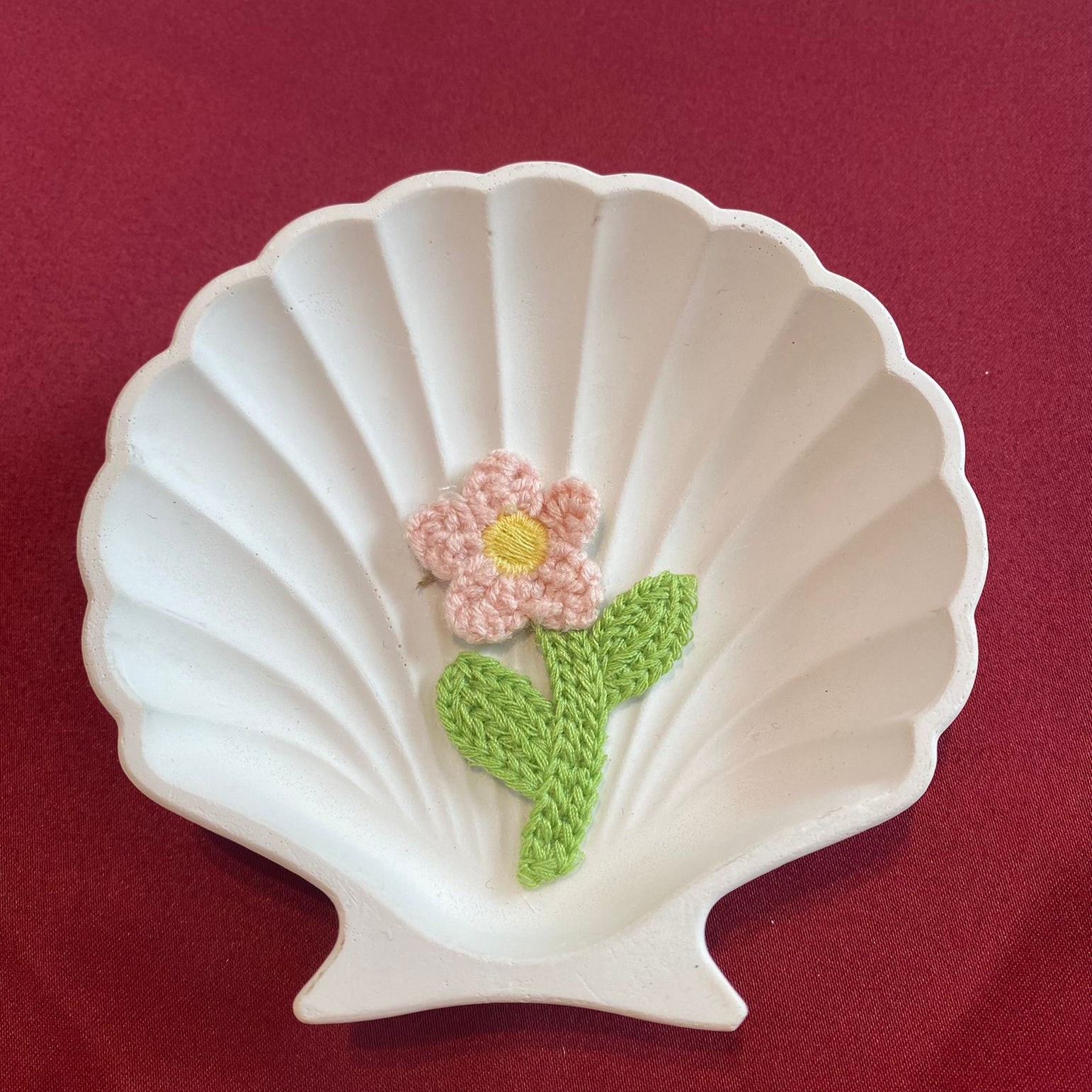 Blush Flower Patch | Crochet-Style Floral Embroidery | Fairy Garden Aesthetic | Cottagecore Dream | Soft Pastel with Green Leaves| Non-Ironable | Glue/Sew On