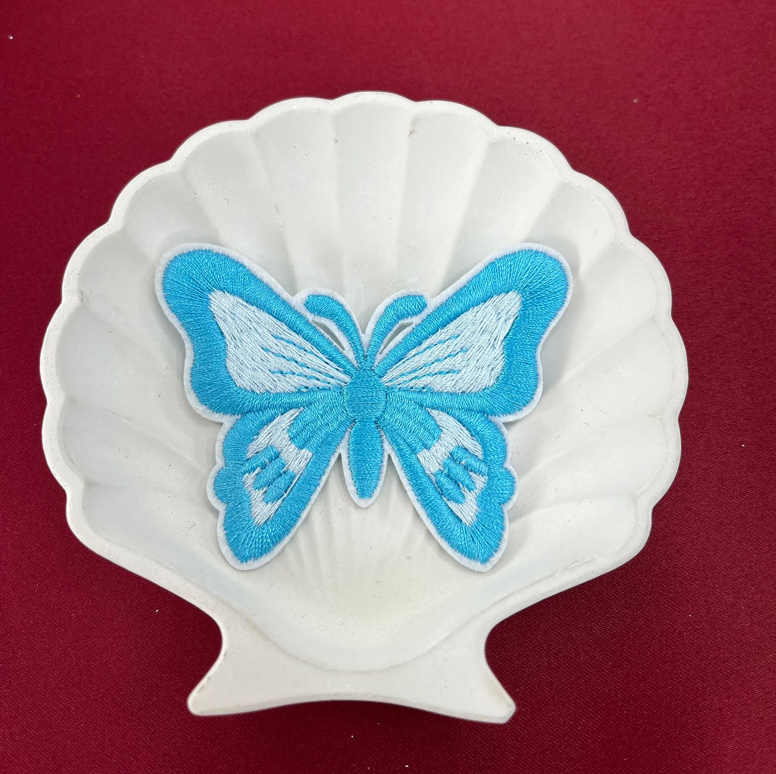 Blue Butterfly Embroidered Applique | Elegant Fabric Butterfly Patch for DIY Crafts | Lightweight Textile Decoration for Clothes, Bags & Home Décor| Non-Ironable | Glue/Sew On