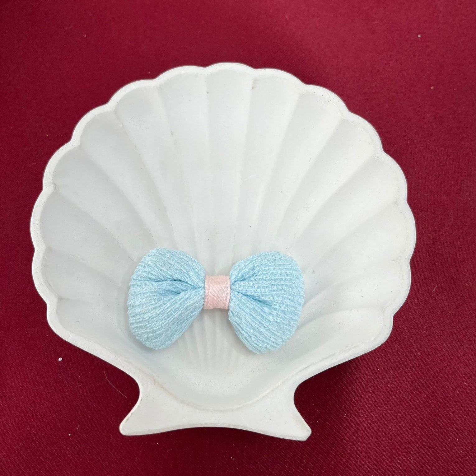 Pastel Blue Fabric Bow Appliqué | Soft Ribbed Decorative Bow for Crafts | DIY Sewing and Gift Embellishment | Minimalist Bow Accent for Handmade Projects