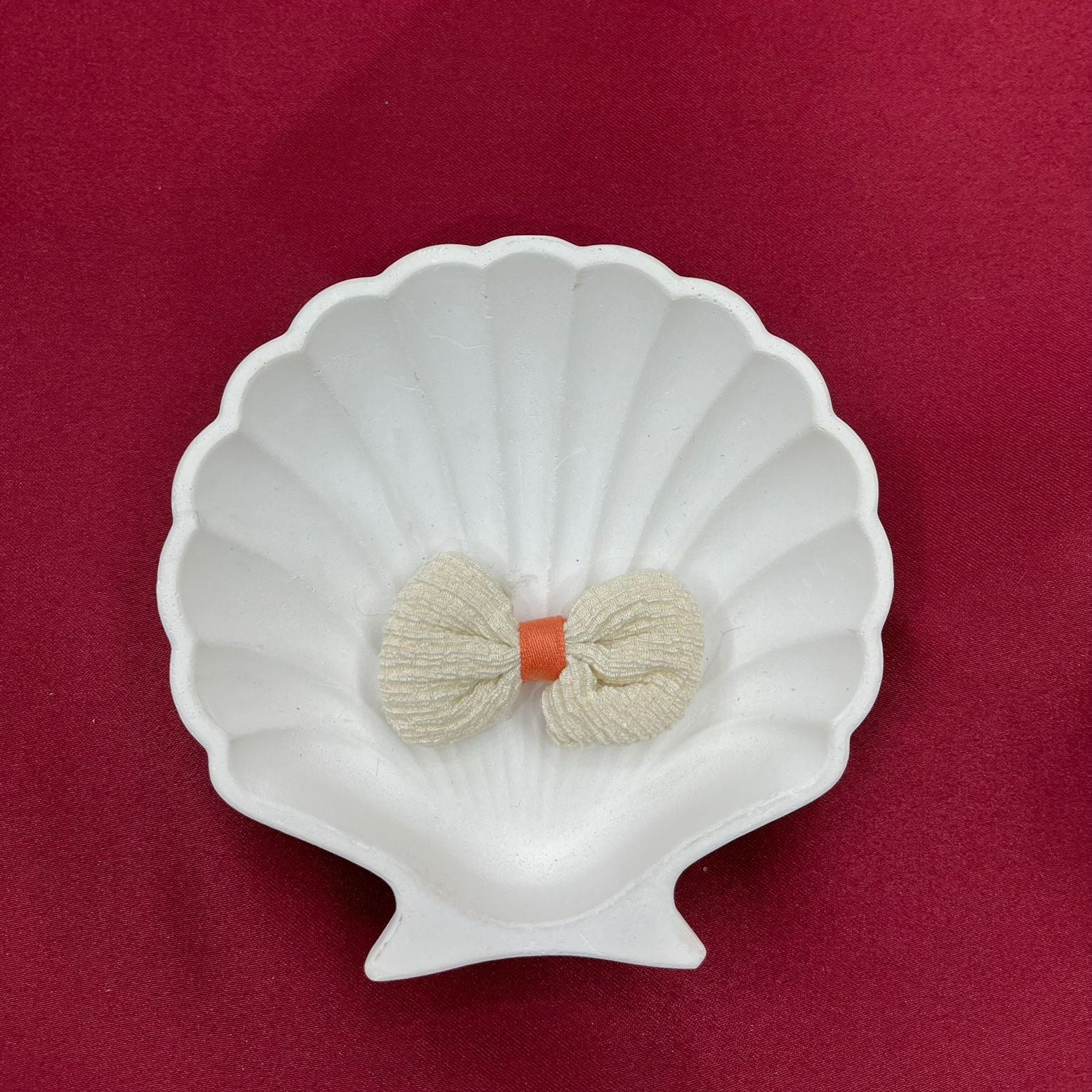 Beige and Orange Mini Bow Appliqué | Neutral Fabric Craft Embellishment | Soft Textured Ribbon Accent for DIY Sewing & Decorations | Simple Elegant Accessory