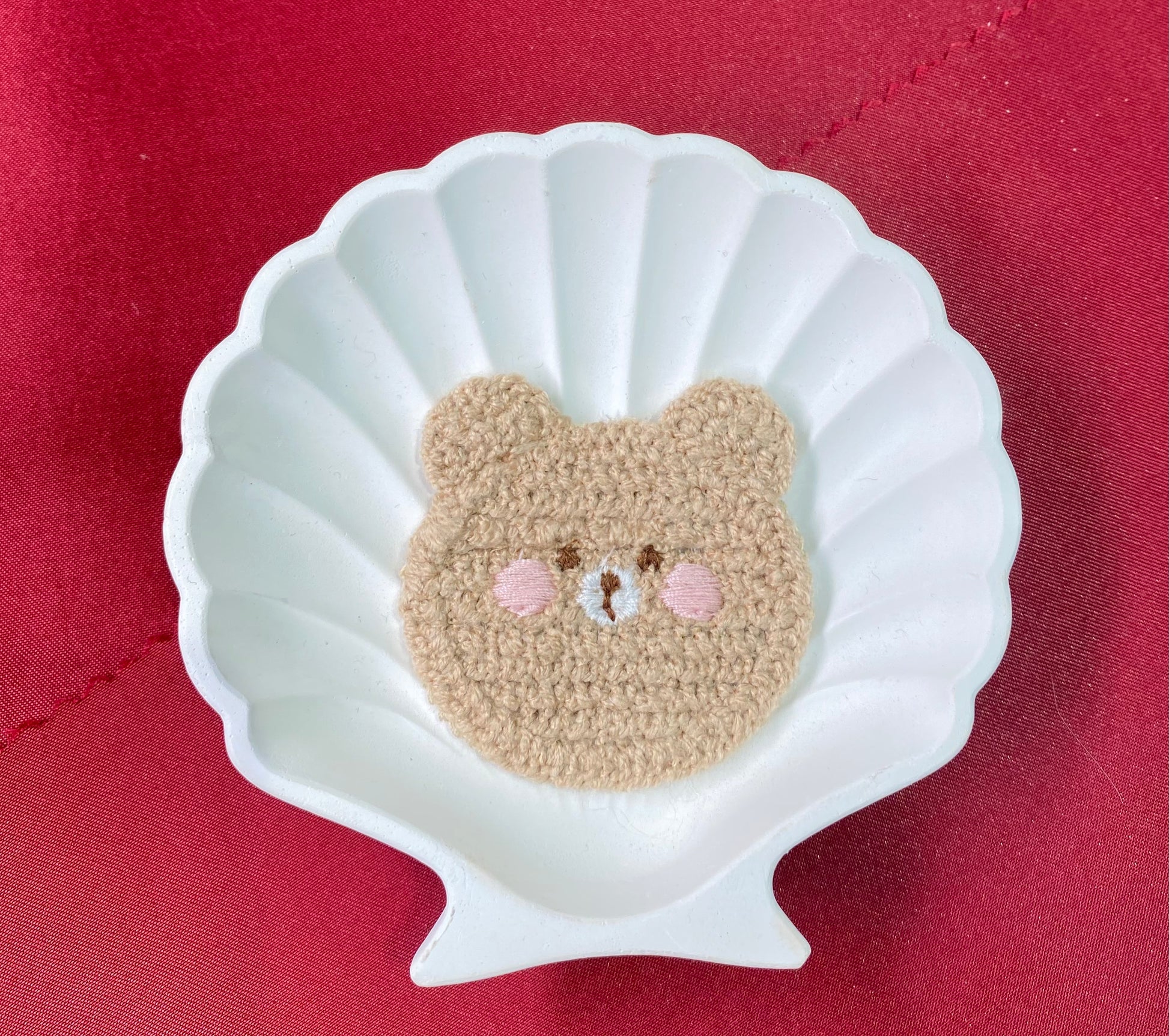 Beige Blushy Bear | cute and aesthetic | bear | beige and pink | patches | brown patch