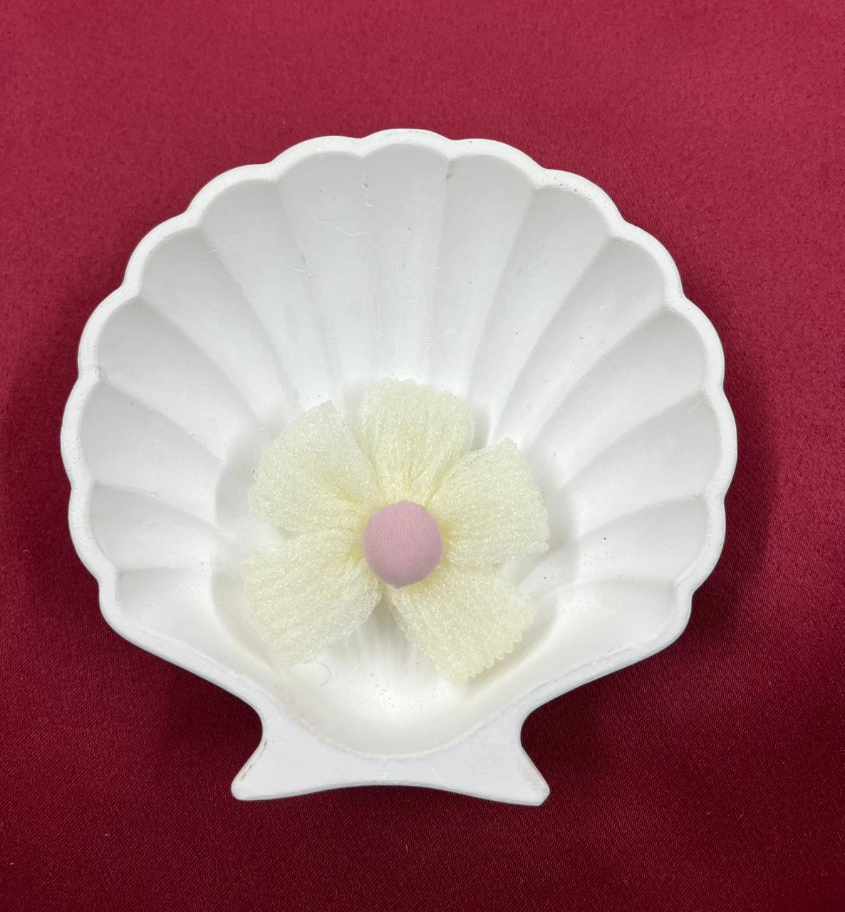 Cream Petal Flower with Pink Center | Soft Textured Fabric Bloom for Crafting & Decorative Use| Non-Ironable | Glue/Sew On