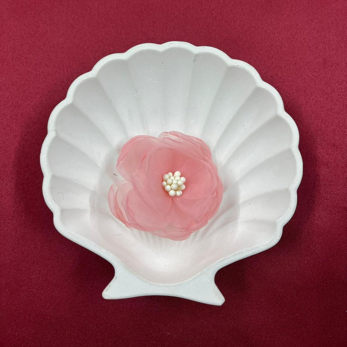 Blush Pink Chiffon Flower with Pearl Stamens | Romantic Handmade Fabric Bloom for Embellishing & Décor| Non-Ironable | Glue/Sew On