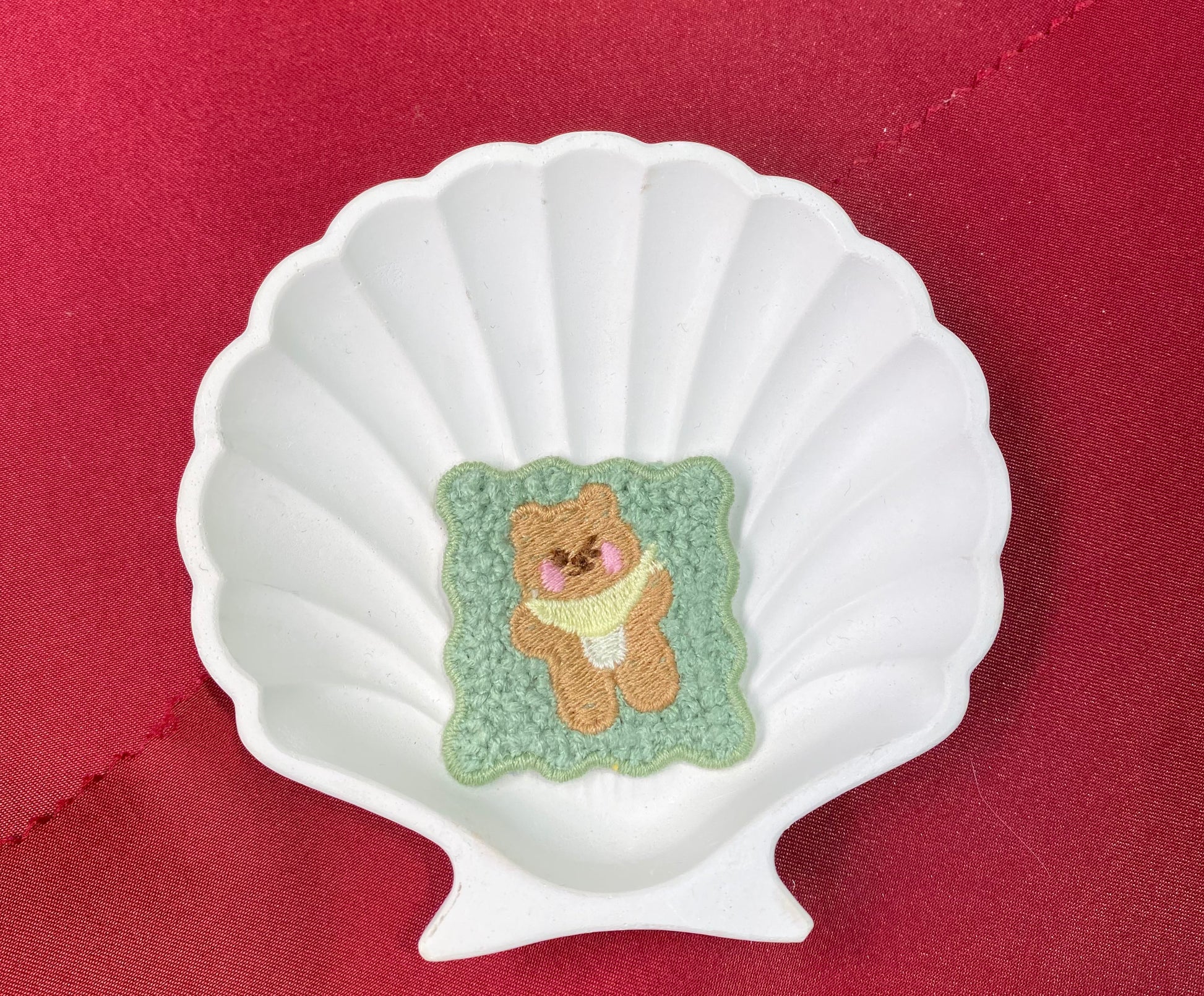 Baby Bear| Cute and aesthetic| bear patch | cloth patch | green and brown | soft | blush bear| Non-Ironable | Glue/Sew On