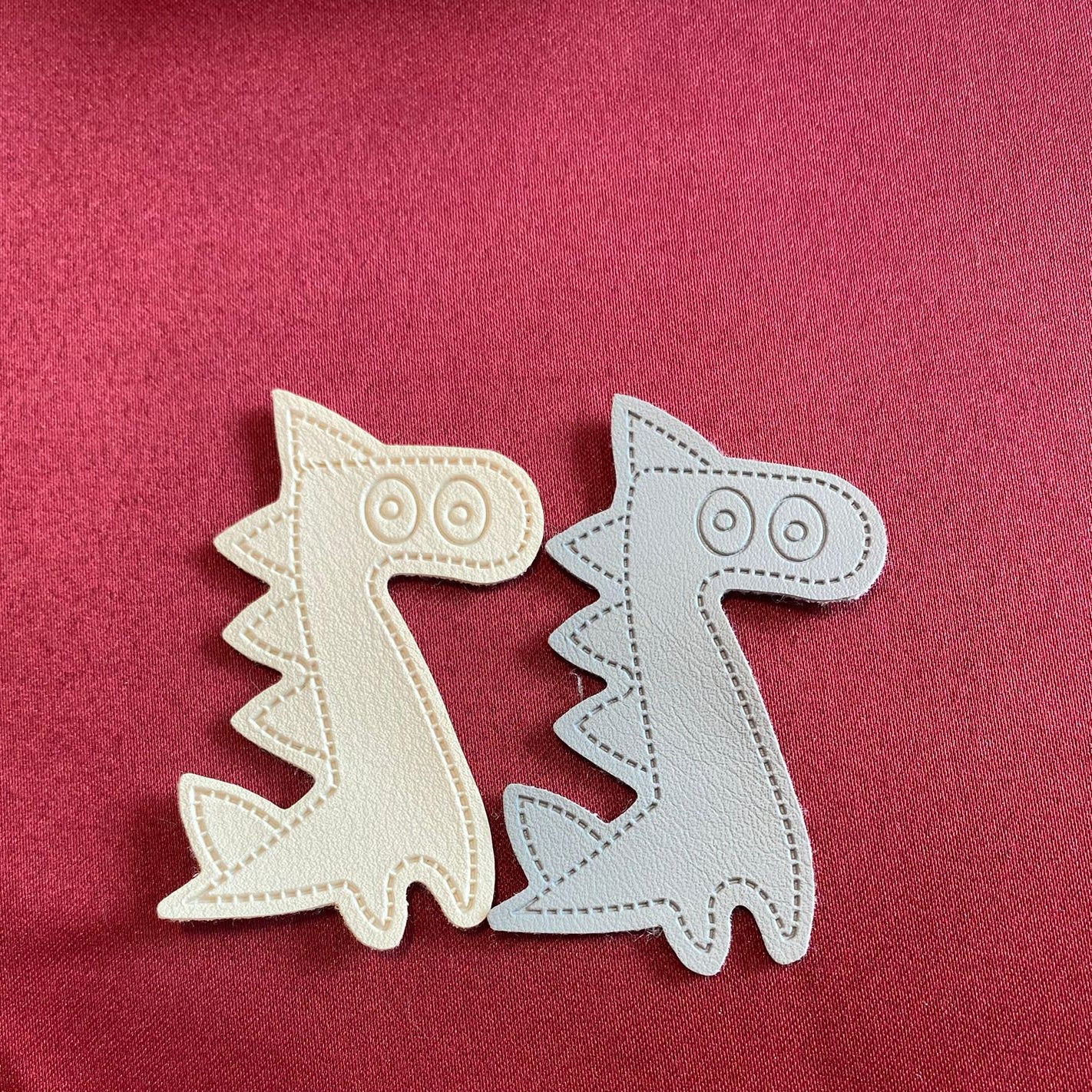 Dino twin patches | cute and aesthetic | grey and beige | two | patches | dinosaurs| Non-Ironable | Glue/Sew On