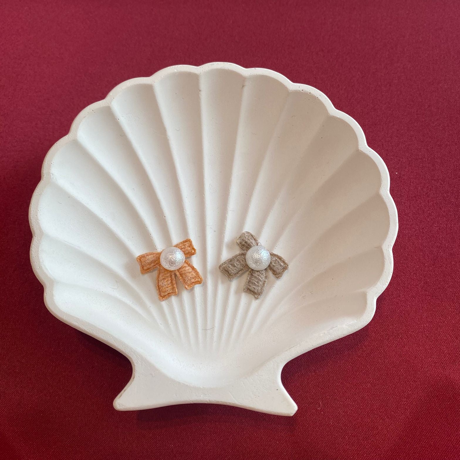 Cute Ribbons | brown and orange | pearl bead | cute and aesthetic| bows | pretty | Non-Ironable | Glue/Sew On