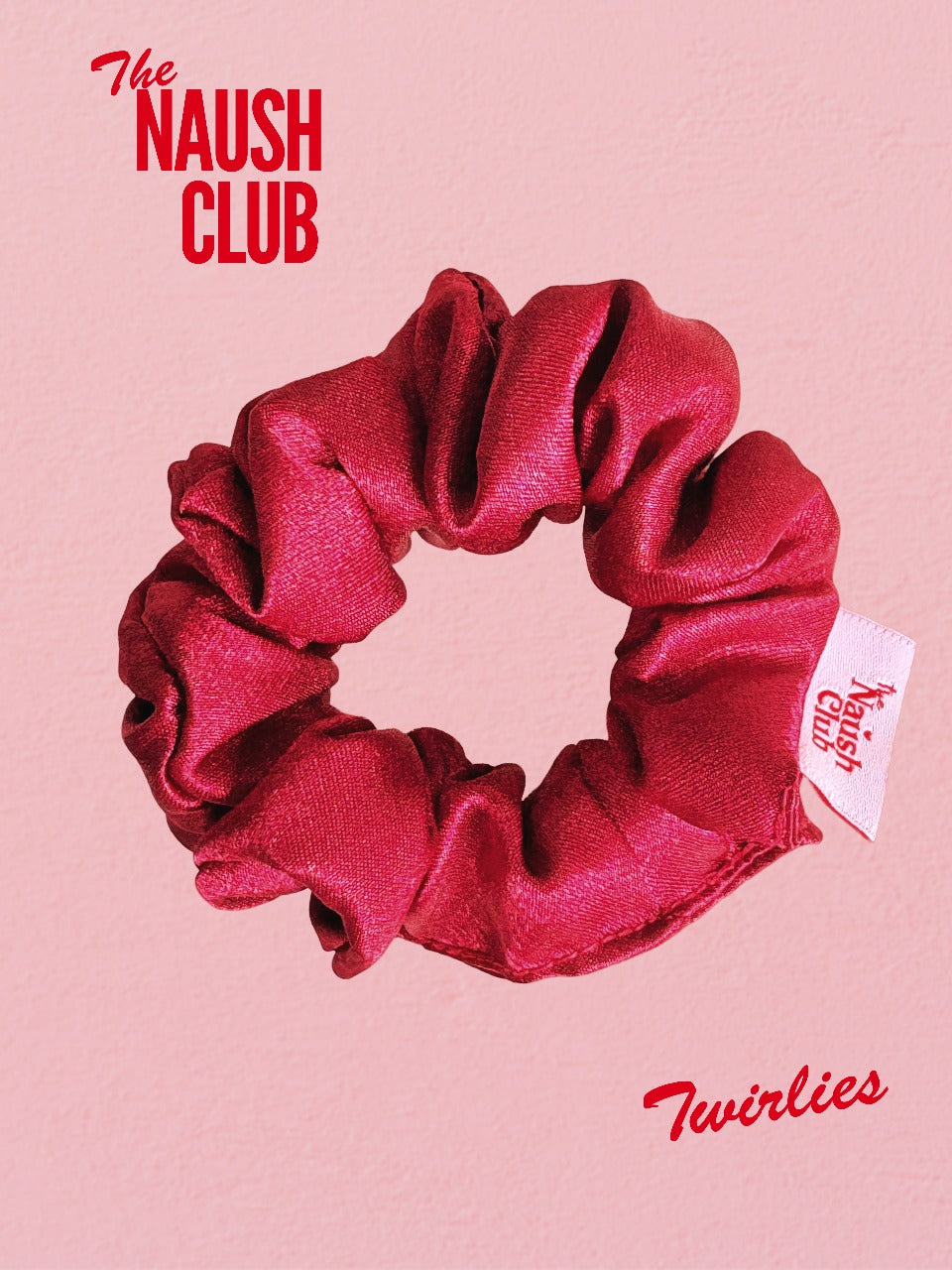 Berry Red Satin Twirlie Scrunchie | Rich Color Hair Tie for Bold Vibes | Sleek & Glossy Hair Accessory