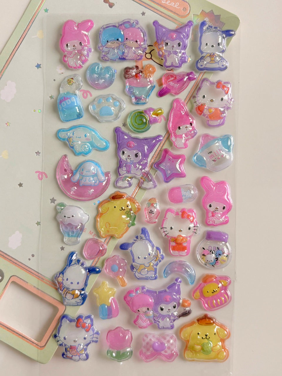 Sanrio Puffy Stickers | Hello Kitty, Kuromi, My Melody, Cinnamoroll, Pompompurin & Little Twin Stars | Kawaii 3D Pastel Puffy Sticker Sheet for Journals, Laptops & Crafts