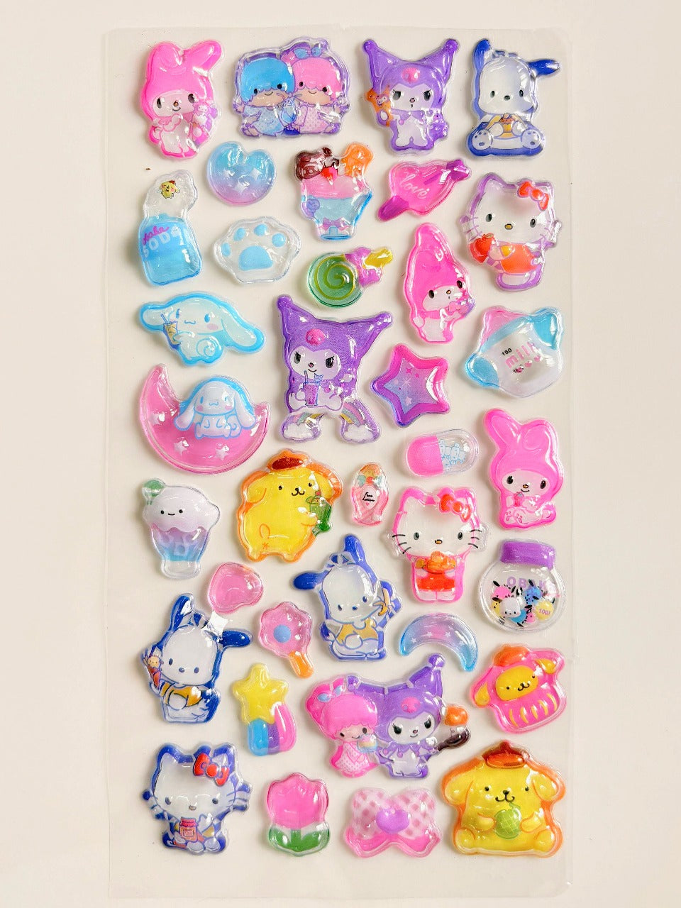 Sanrio Puffy Stickers | Hello Kitty, Kuromi, My Melody, Cinnamoroll, Pompompurin & Little Twin Stars | Kawaii 3D Pastel Puffy Sticker Sheet for Journals, Laptops & Crafts