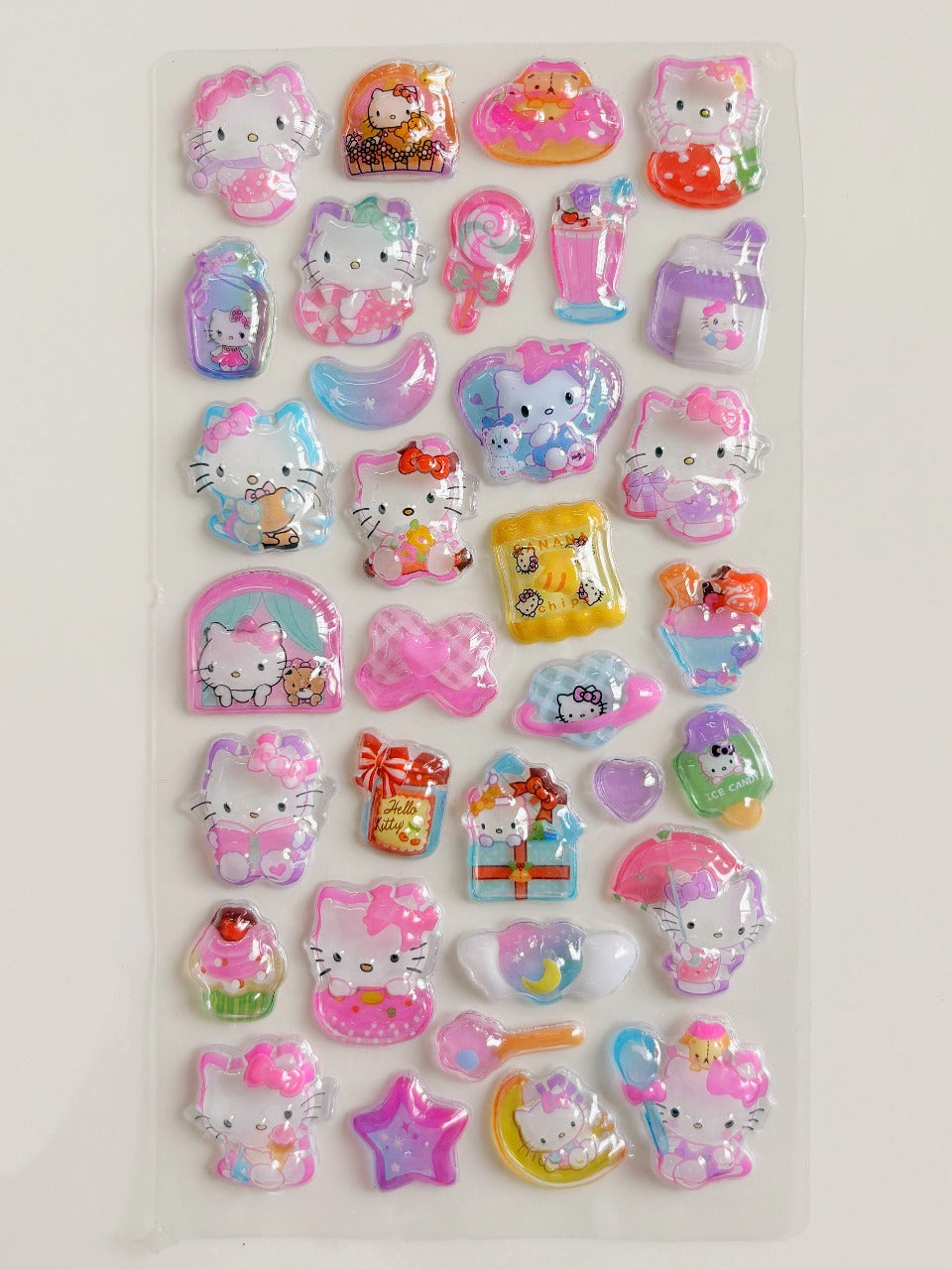 Hello Kitty Puffy Stickers | Kawaii 3D Pastel Sticker Sheet with Sweets, Stars, and Everyday Magic | Journals, Crafts & Collectibles