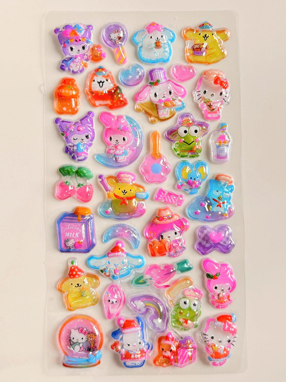 Sanrio Puffy Sticker Sheet | Hello Kitty, My Melody, Cinnamoroll, Keroppi & Friends in Kawaii 3D Stickers | Journals, Scrapbooks & Collectibles