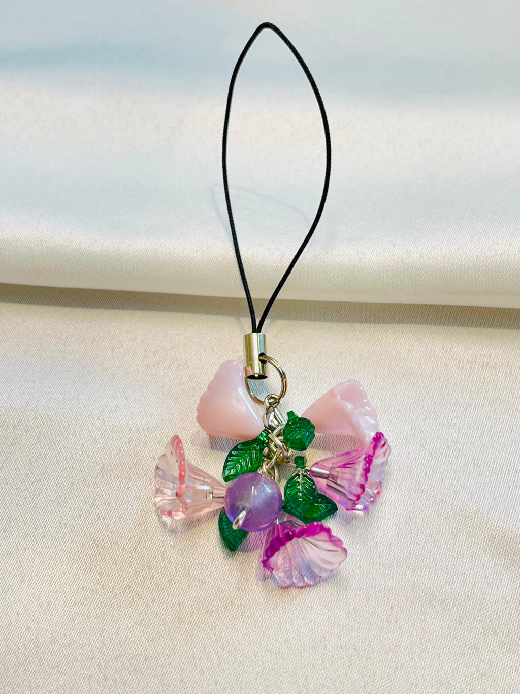 Whisper Petal Charm | Pastel Pink Flower Cluster Keychain | Lightweight Resin Charm for Phones | pink flower